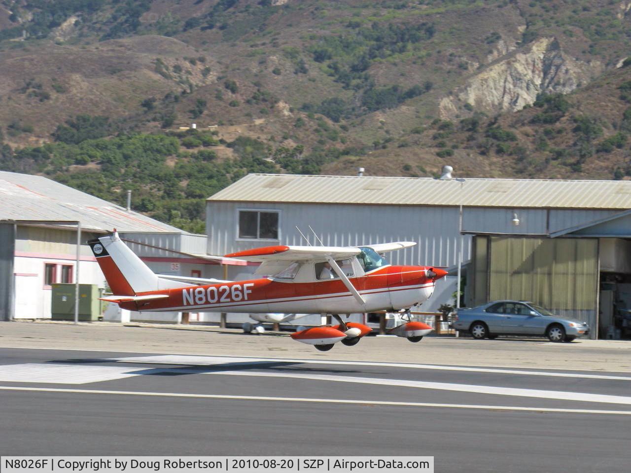 N8026F, 1944 Cessna 150F C/N 15064126, 1966 Cessna 150, Continental O-200-A 100 Hp, landing Rwy 22