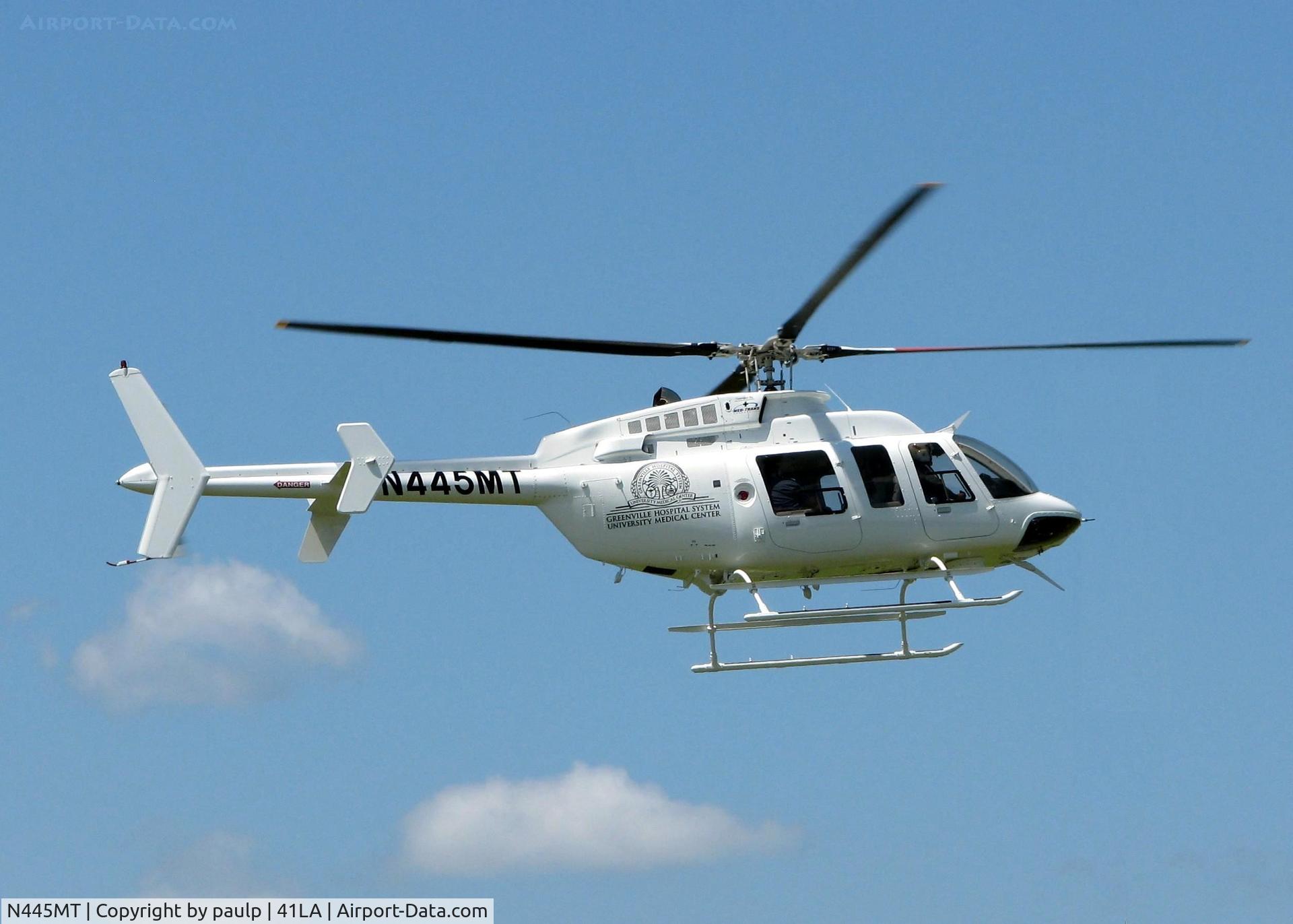 N445MT, Bell 407 C/N 53959, Departing Metro Aviation/Downtown Shreveport.