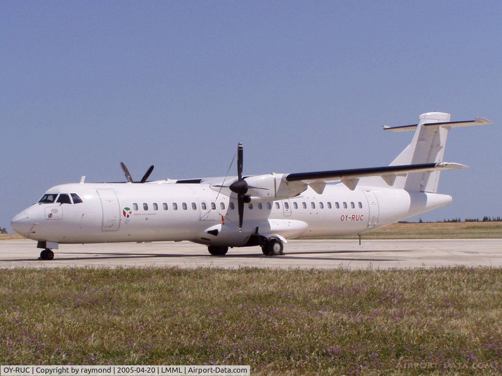 OY-RUC, 1991 ATR 72-201 C/N 227, Danish Air Transport ATR72 OY-RUC parked on Park4 in Malta on 20Apr05