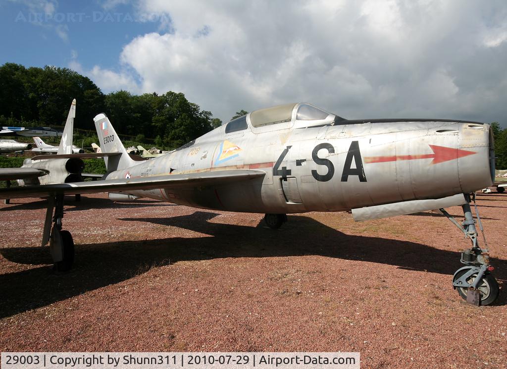 29003, General Motors F-84F Thunderstreak C/N Not found 52-9003, French Air Force F-84F preserved inside Savigny-les-Beaune Museum... Tail from FU-21 and coded as '708'