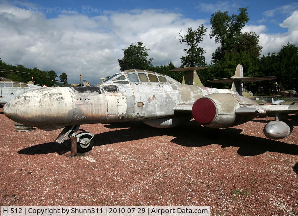 H-512, 1953 Gloster Meteor TT.20 C/N AW5562, S/n 5562 - Denmark Air Force Gloster Meteor NF-11 preserved inside Savigny-les-Beaune Museum... Also serialled as 'SE-DCF'
