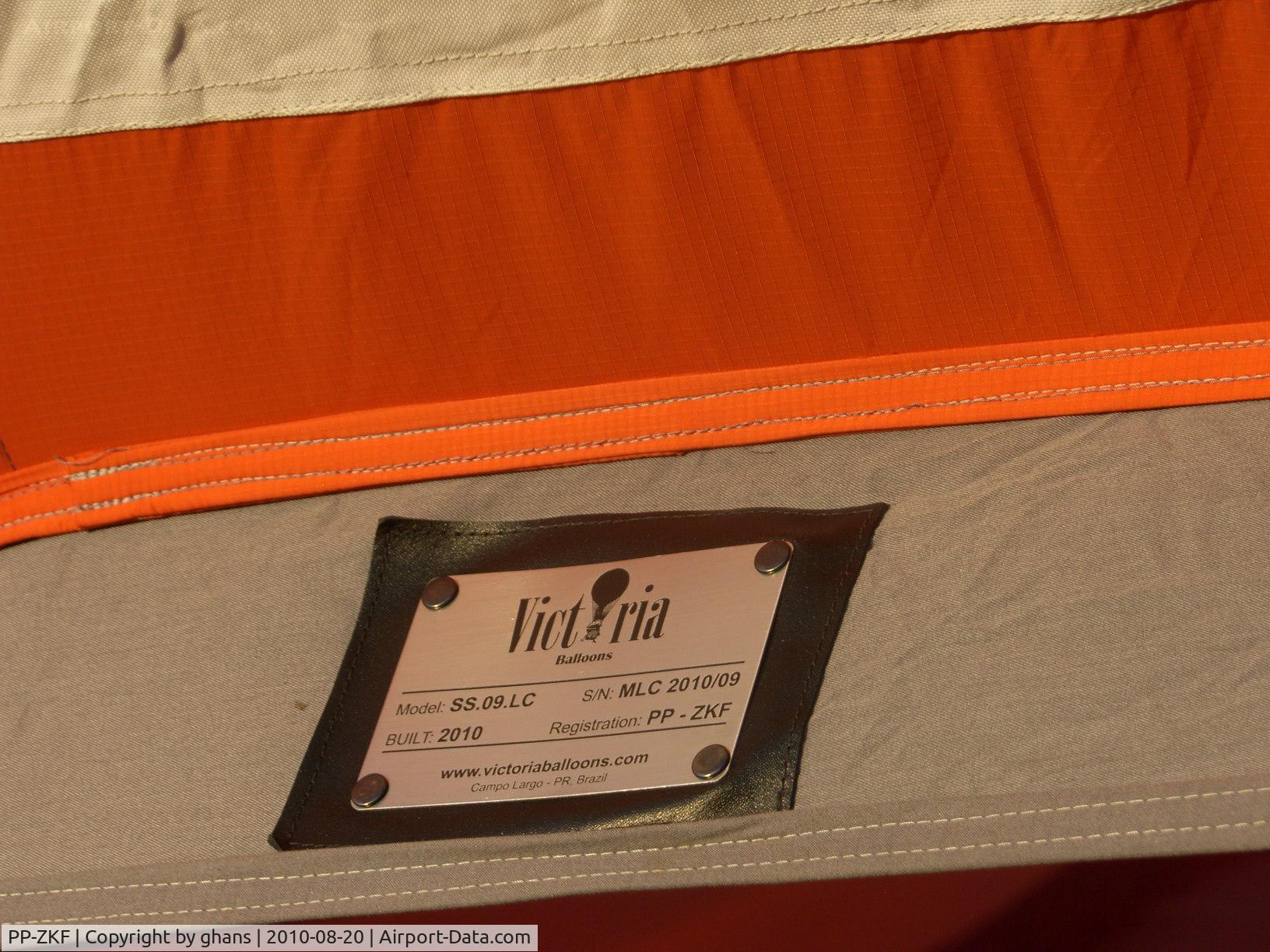 PP-ZKF, 2010 Victoria Balloons Victoria SS.09.LC C/N MLC 2010/09, verification of id and model of PP-ZKF