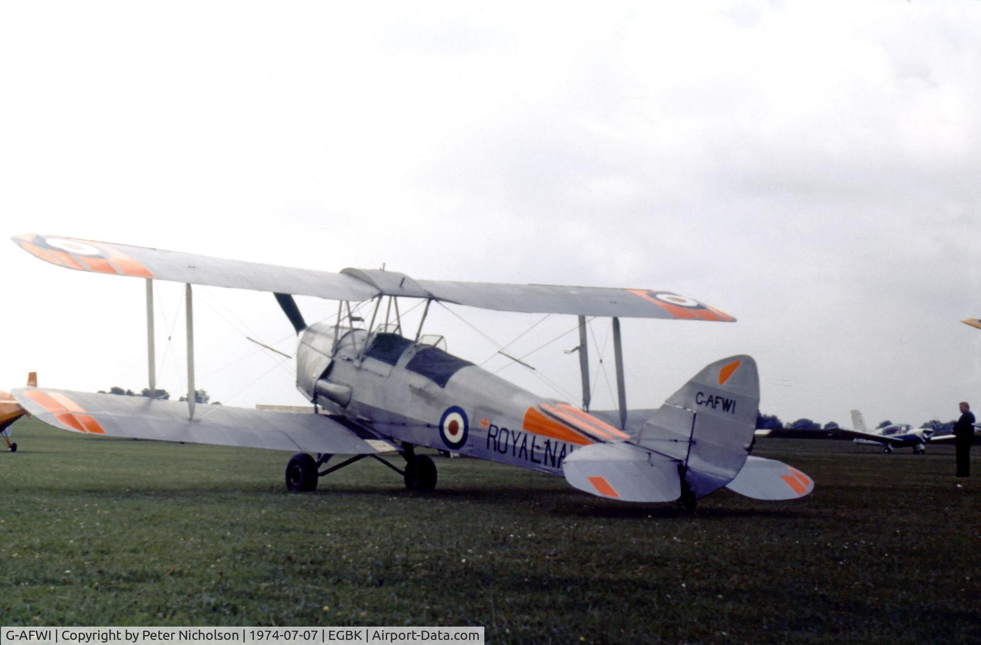 G-AFWI, 1939 De Havilland DH-82A Tiger Moth II C/N 82187, DH.82A Tiger Moth at the 1974 Popular Flying Association Fly-In at Sywell.