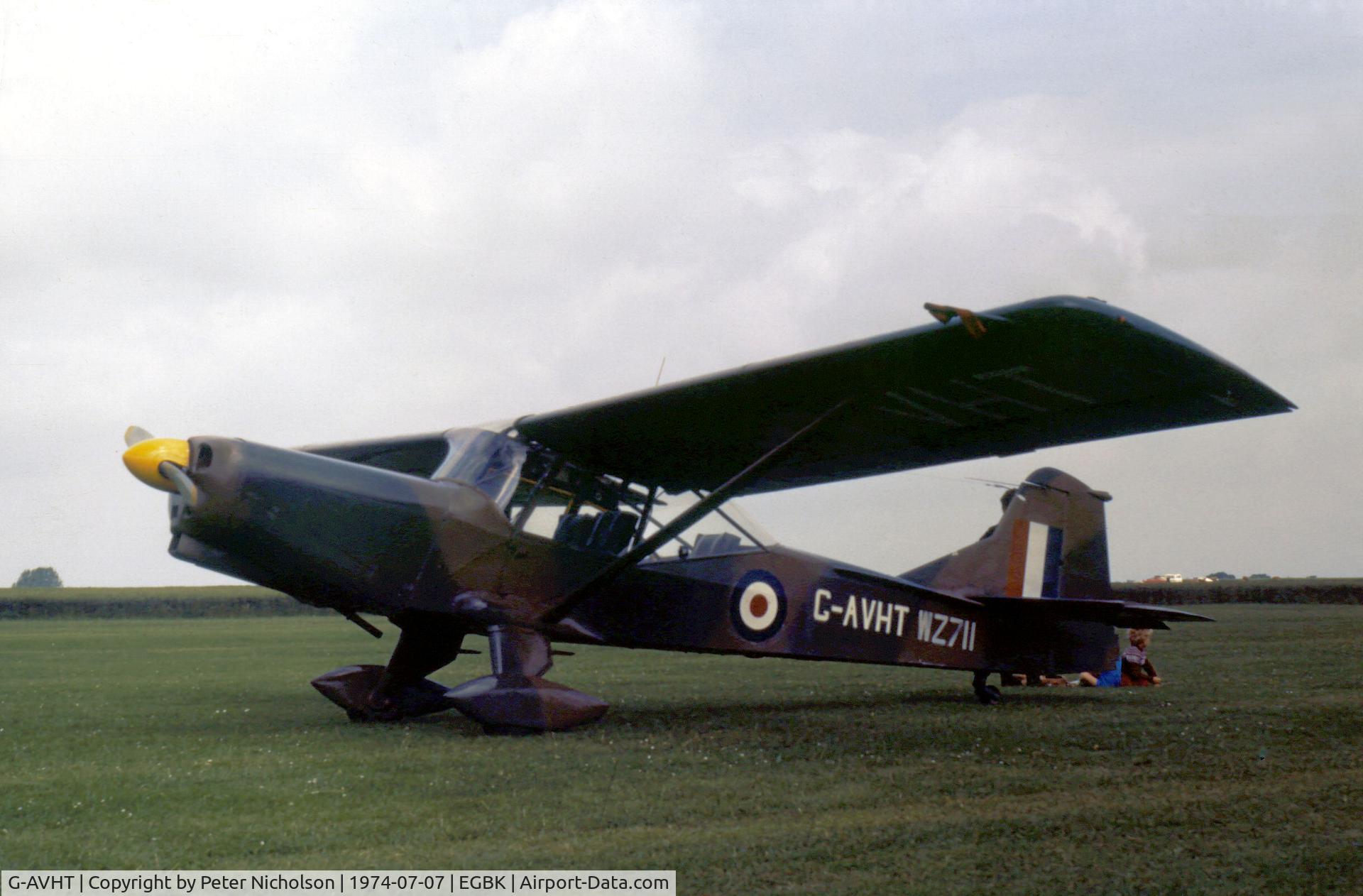 G-AVHT, 1954 Auster AOP.9 C/N B5/10/36, Auster AOP.9  WZ711 at the 1974 Popular Flying Association's Fly-In at Sywell.