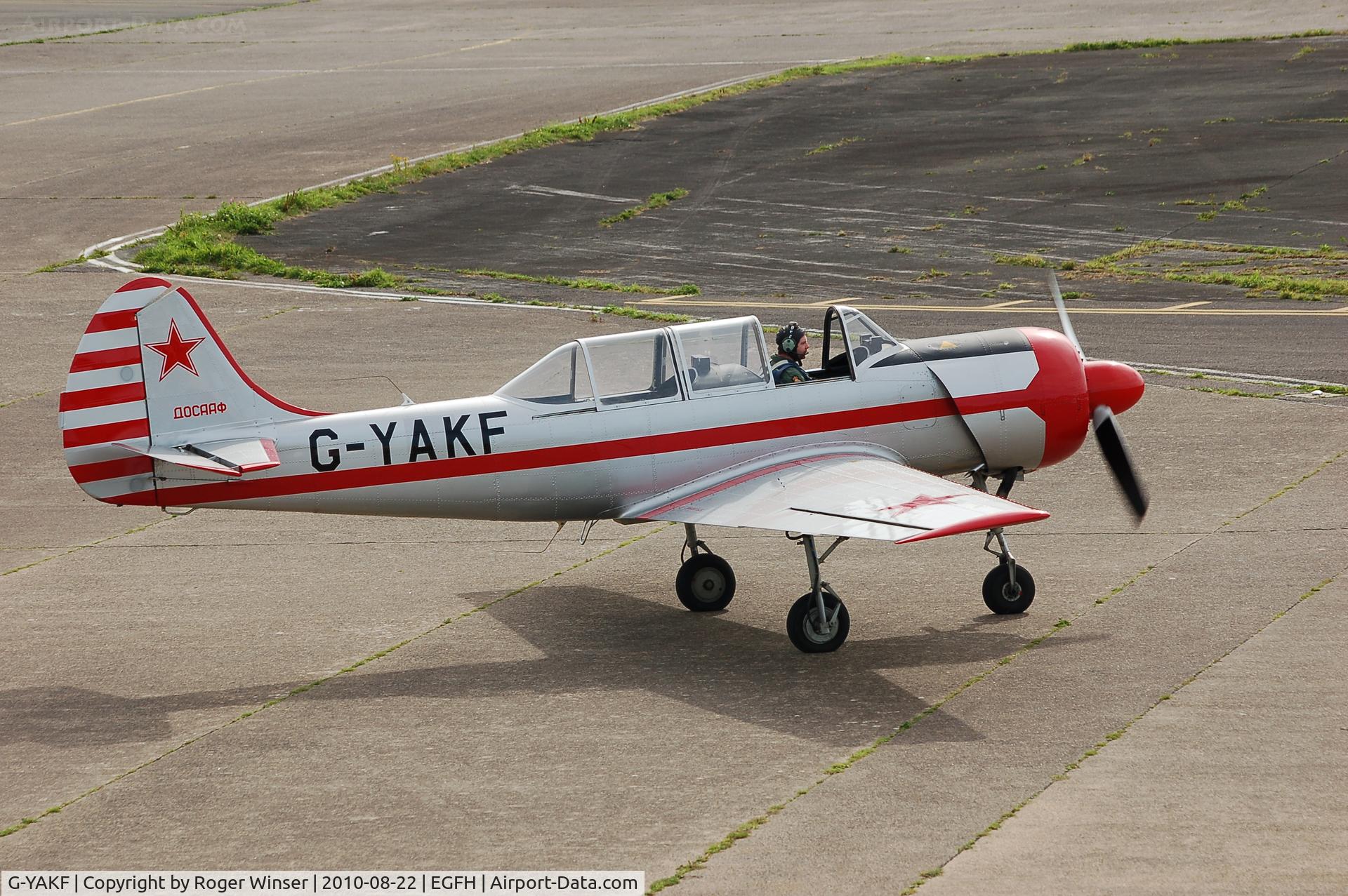 G-YAKF, 1991 Yakovlev (Aerostar) Yak-52 C/N 9111205, Taxying to Runway 22