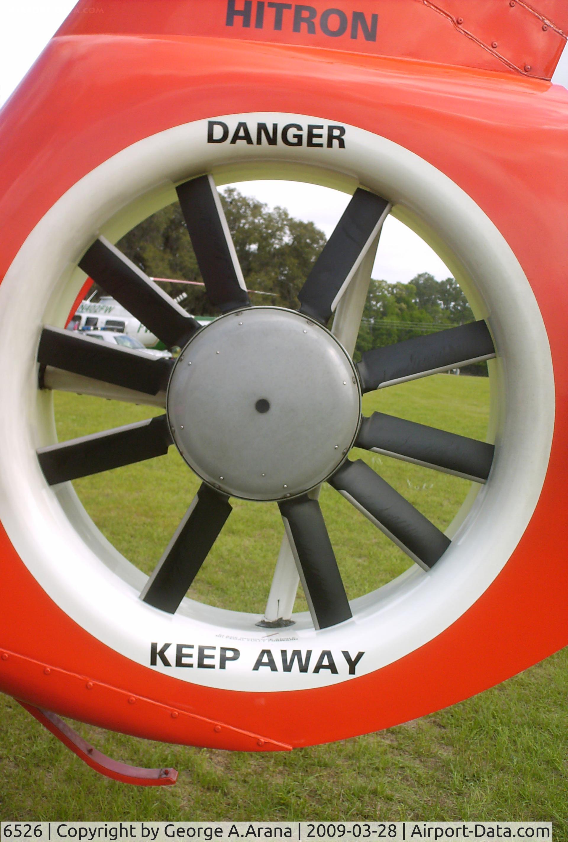 6526, Aerospatiale HH-65C Dolphin C/N 6044, Upclose view of the 10 blade new generation fenestron tail rotor as viewed from port