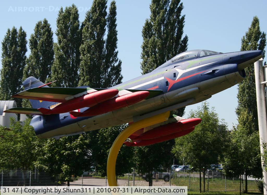 31 47, Fiat G-91R/3 C/N D415, Fiat G91R/3 preserved in fake Frecce Tricolri c/s as '1'... Ex. Germany Air Force aircraft preserved inside Technik Museum Speyer