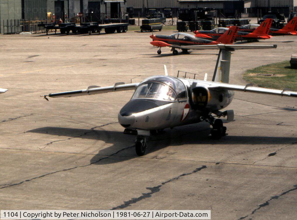 1104, Saab 105OE C/N 105404, Saab 105OE of the Austrian Air Force Karo As aerobatic team on the flight-line at the 1981 Intnl Air Tattoo at RAF Greenham Common.