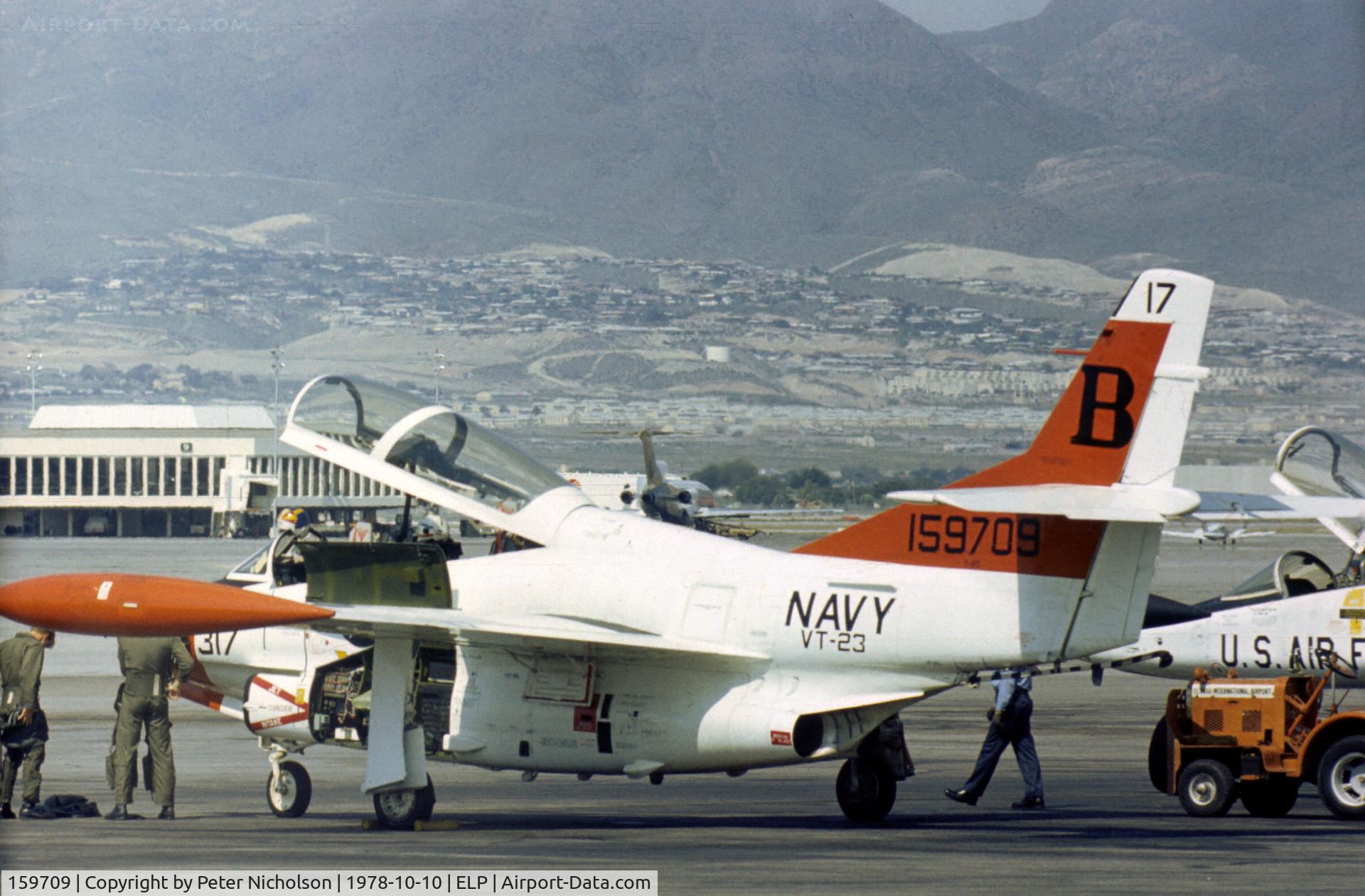 159709, Rockwell T-2C Buckeye C/N Not found 159709, T-2C Buckeye of Training Squadron VT-23 on transit through El Paso in October 1978.
