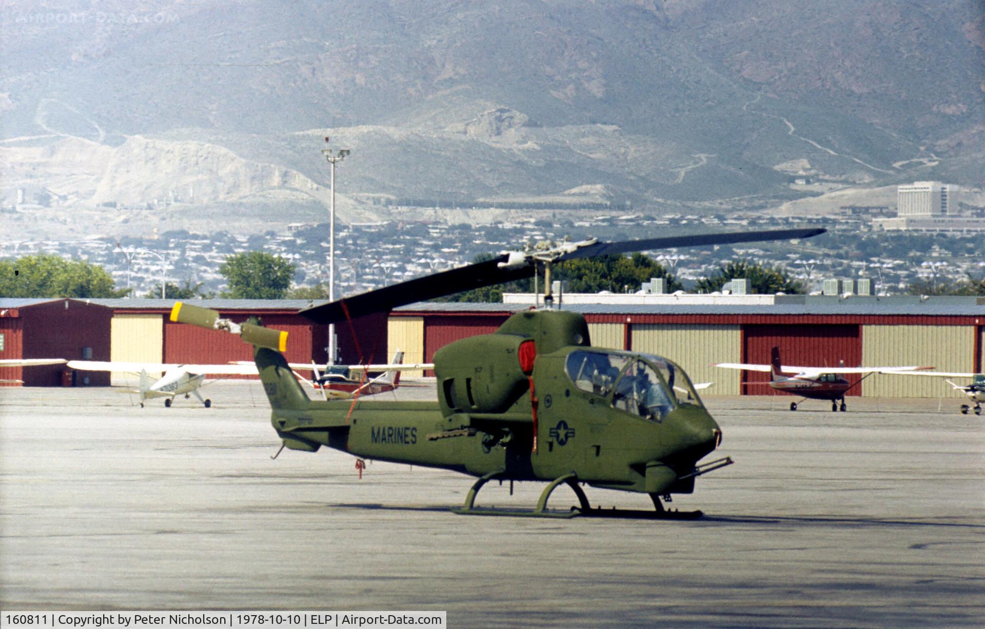 160811, Bell AH-1T SeaCobra C/N 26933, USMC AH-1T Sea Cobra seen at El Paso in October 1978.  If anyone knows the Squadron identity, I would appreciate it. Thanks to Brad Bailey in September 2011 I now know the unit was HMA-169 based at Camp Pendleton, California.