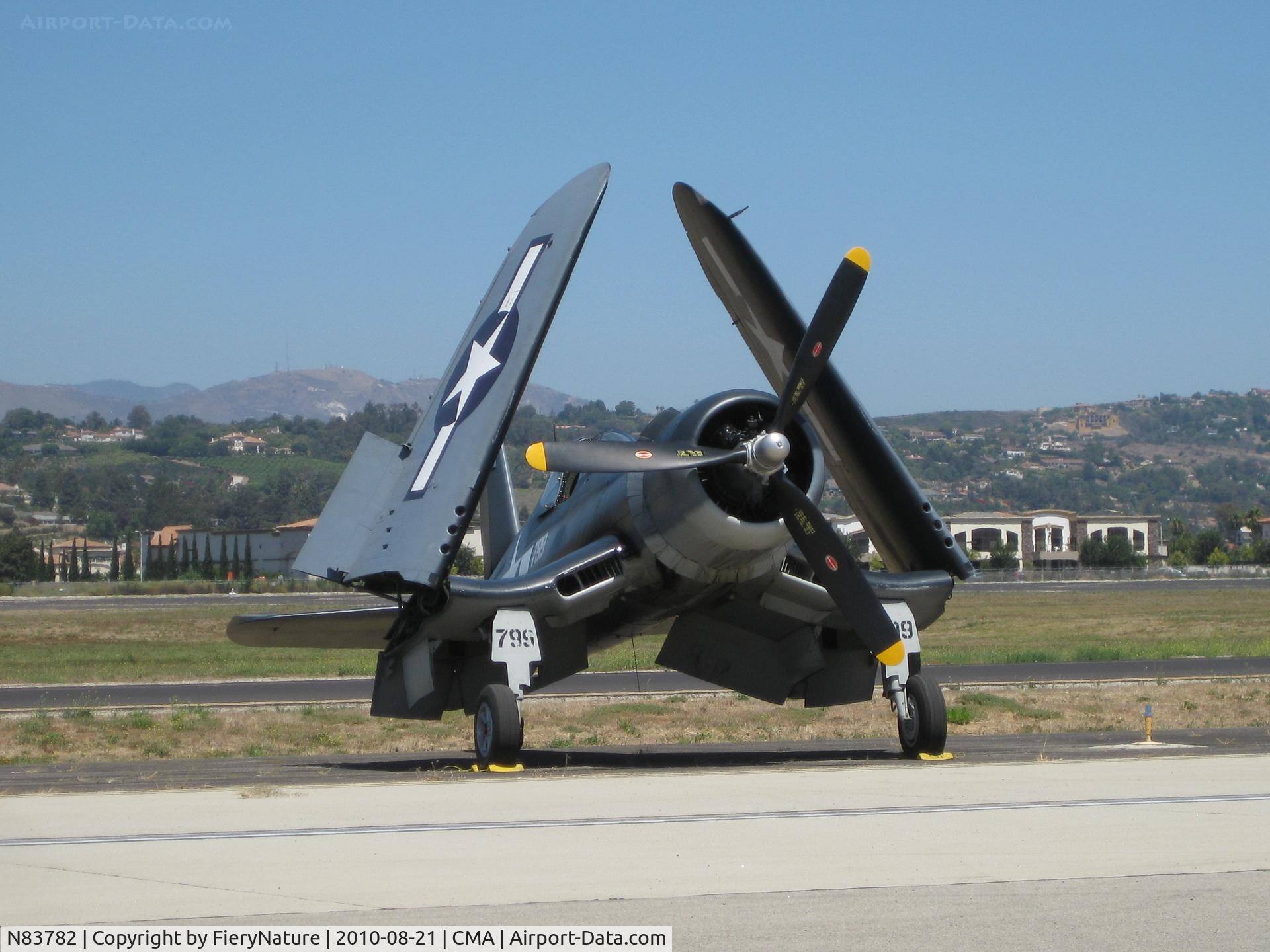 N83782, 1942 Vought F4U-1 Corsair C/N 3884 (Bu 17799), Standing proud at CMA