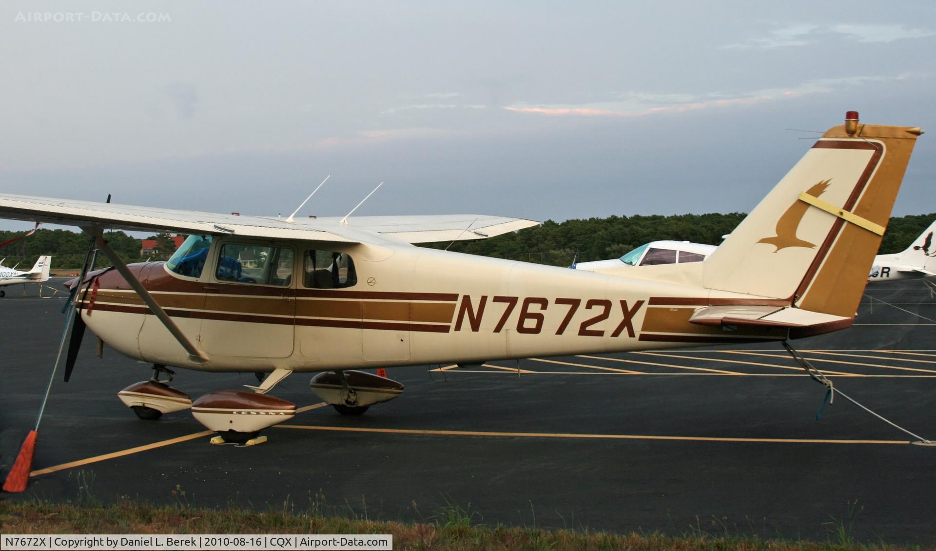 N7672X, 1961 Cessna 172B C/N 17248172, Handsome 1961 Skyhawk sits at Chatham Municipal Airport, Cape Cod, MA.