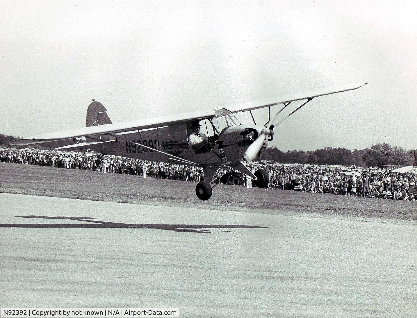 N92392, 1946 Piper J3C-65 Cub C/N 16854, This Cub was flown by the FLYING PROFESSOR !
Saw him at a few airshows at Andrews AFB in the early 60's. I'll send some info behind this submission.