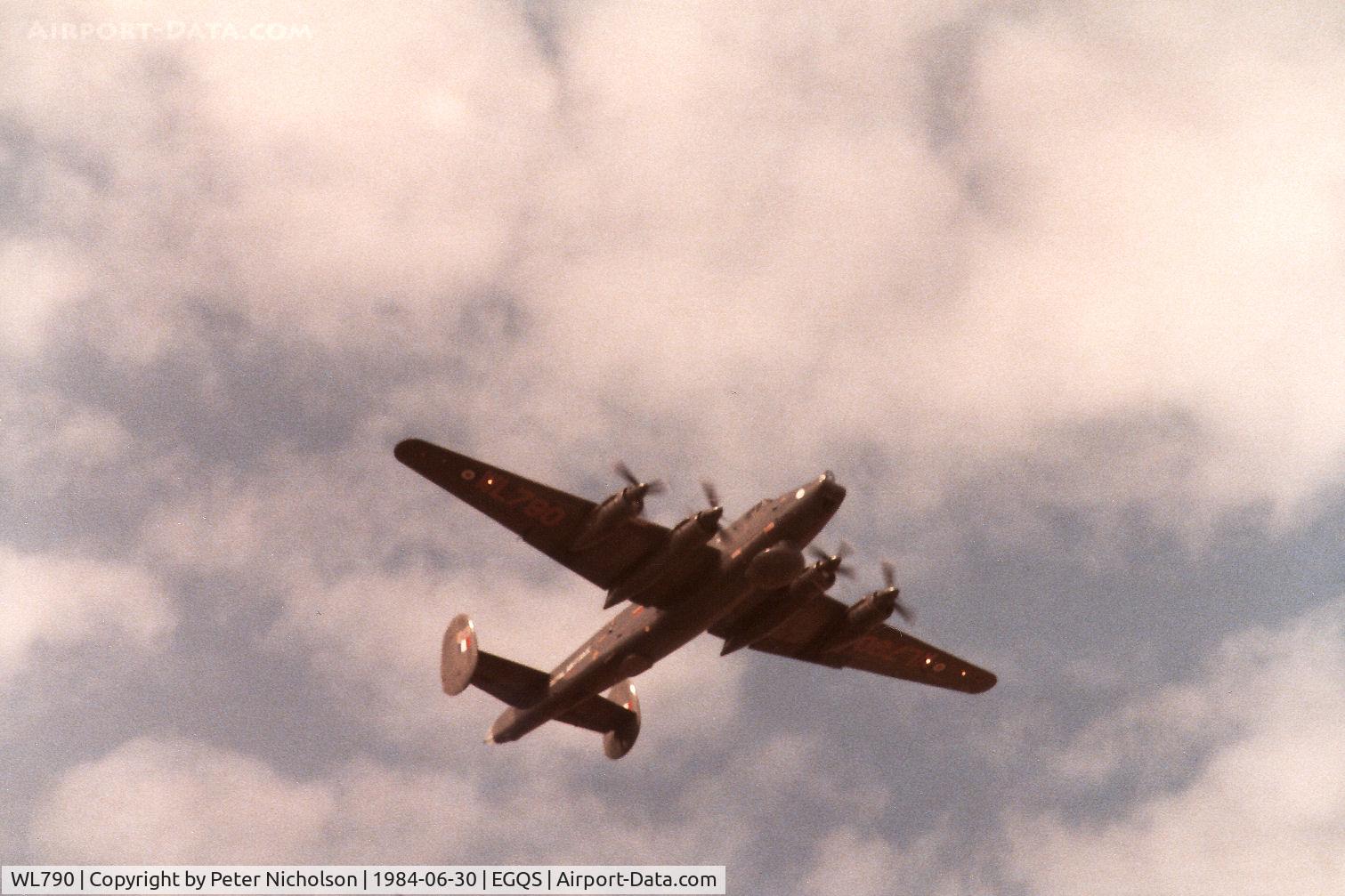 WL790, 1954 Avro 716 Shackleton AEW.2 C/N R3/696/239009, Shackleton AEW.2 named Mr MacHenry of 8 Squadron overflying RAF Lossiemouth in the Summer of 1984.