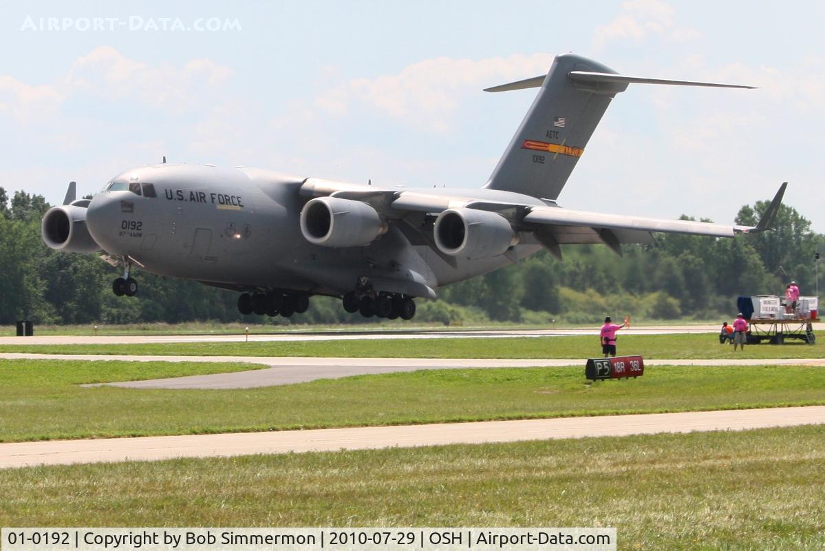 01-0192, 2001 Boeing C-17A Globemaster III C/N P-92, Arriving at Airventure 2010 - Oshkosh, Wisconsin