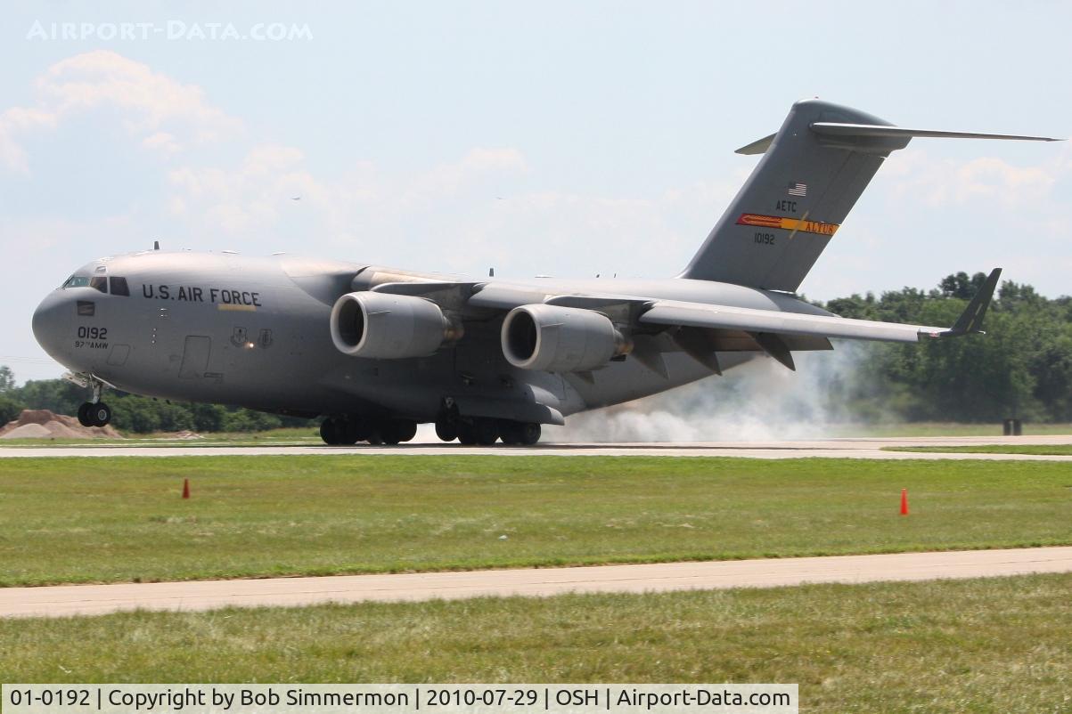 01-0192, 2001 Boeing C-17A Globemaster III C/N P-92, Arriving at Airventure 2010 - Oshkosh, Wisconsin