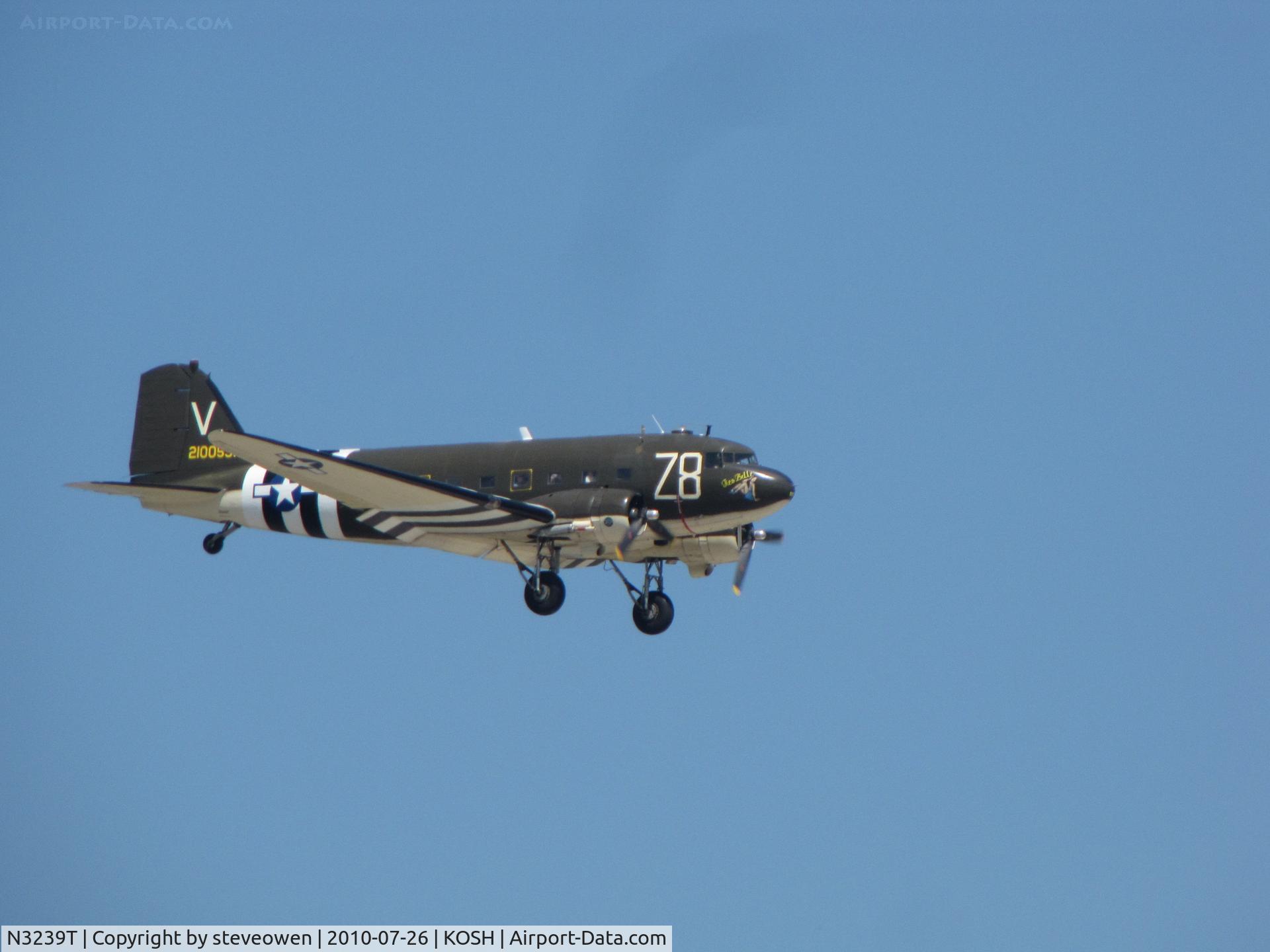 N3239T, 1943 Douglas DC3C-S1C3G (C-47A-65-DL) C/N 19054, landing during the mass Arv EAA2010 airshow