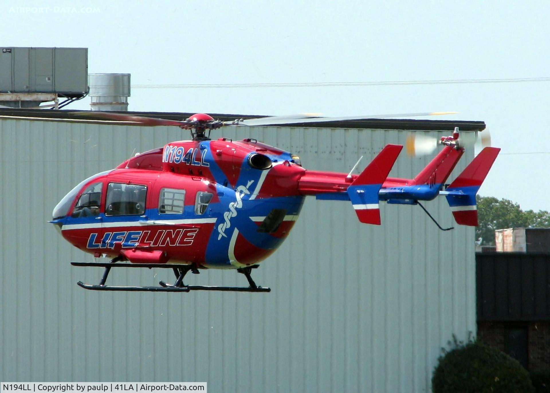 N194LL, Eurocopter-Kawasaki EC-145 (BK-117C-2) C/N 9357, Departing Metro Aviation/Downtown Shreveport.
