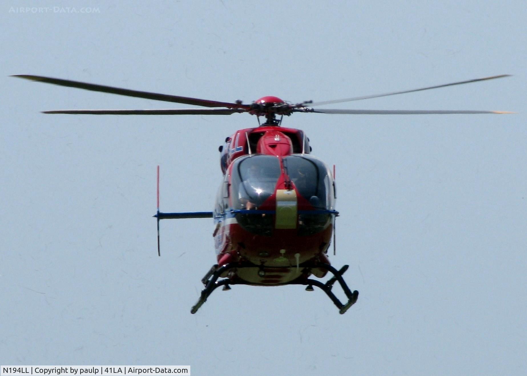 N194LL, Eurocopter-Kawasaki EC-145 (BK-117C-2) C/N 9357, Departing Metro Aviation/Downtown Shreveport.