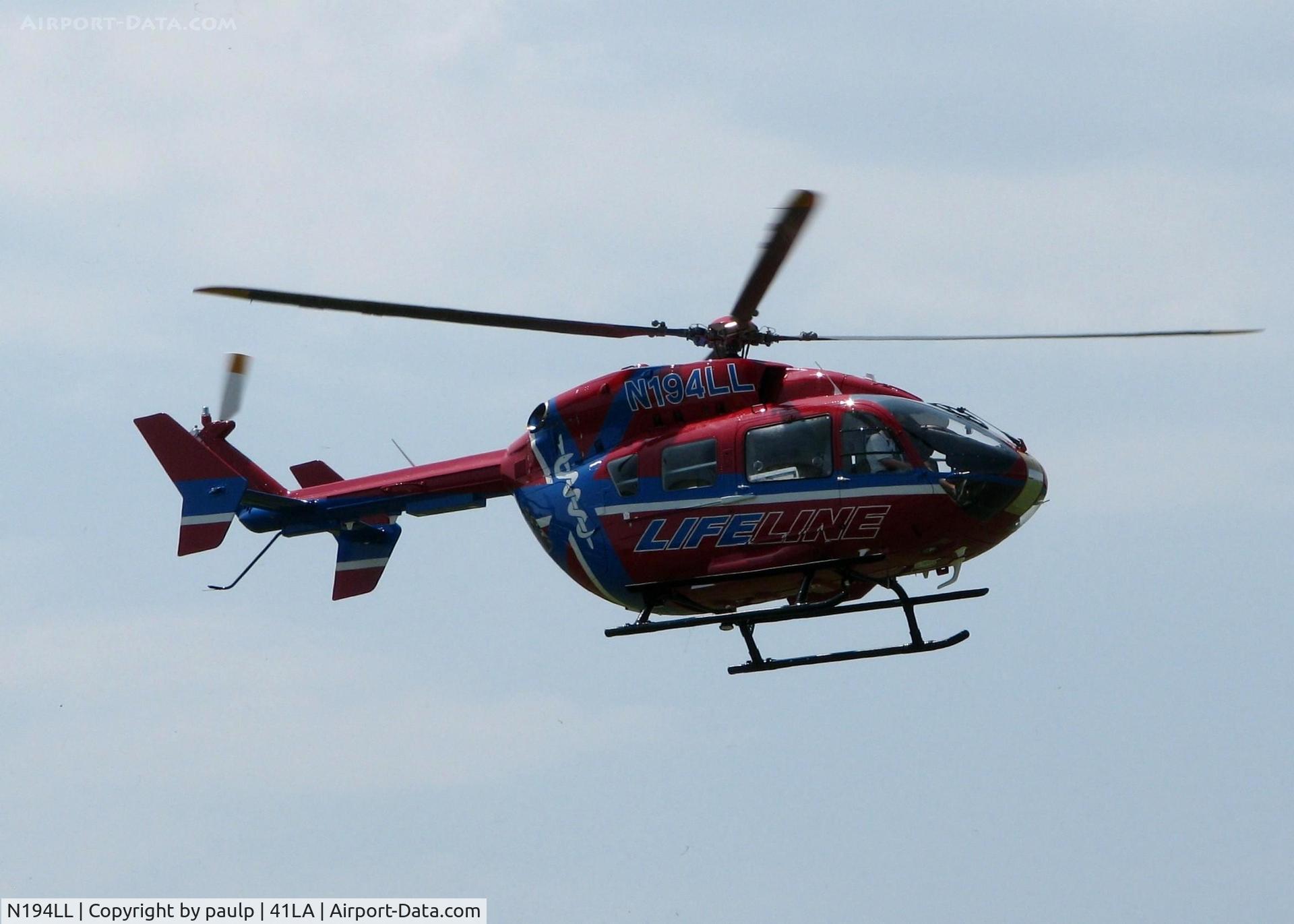 N194LL, Eurocopter-Kawasaki EC-145 (BK-117C-2) C/N 9357, Departing Metro Aviation/Downtown Shreveport.