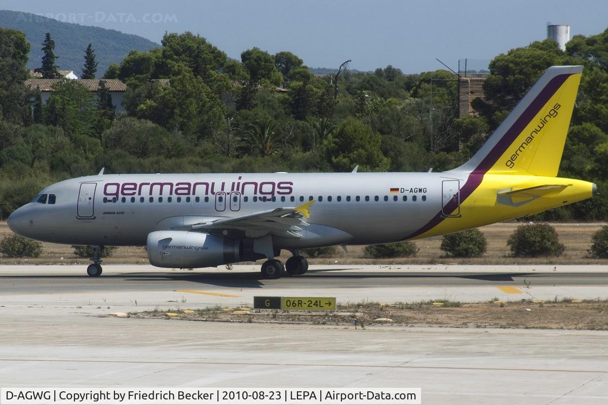 D-AGWG, 2007 Airbus A319-132 C/N 3193, taxying out to the active
