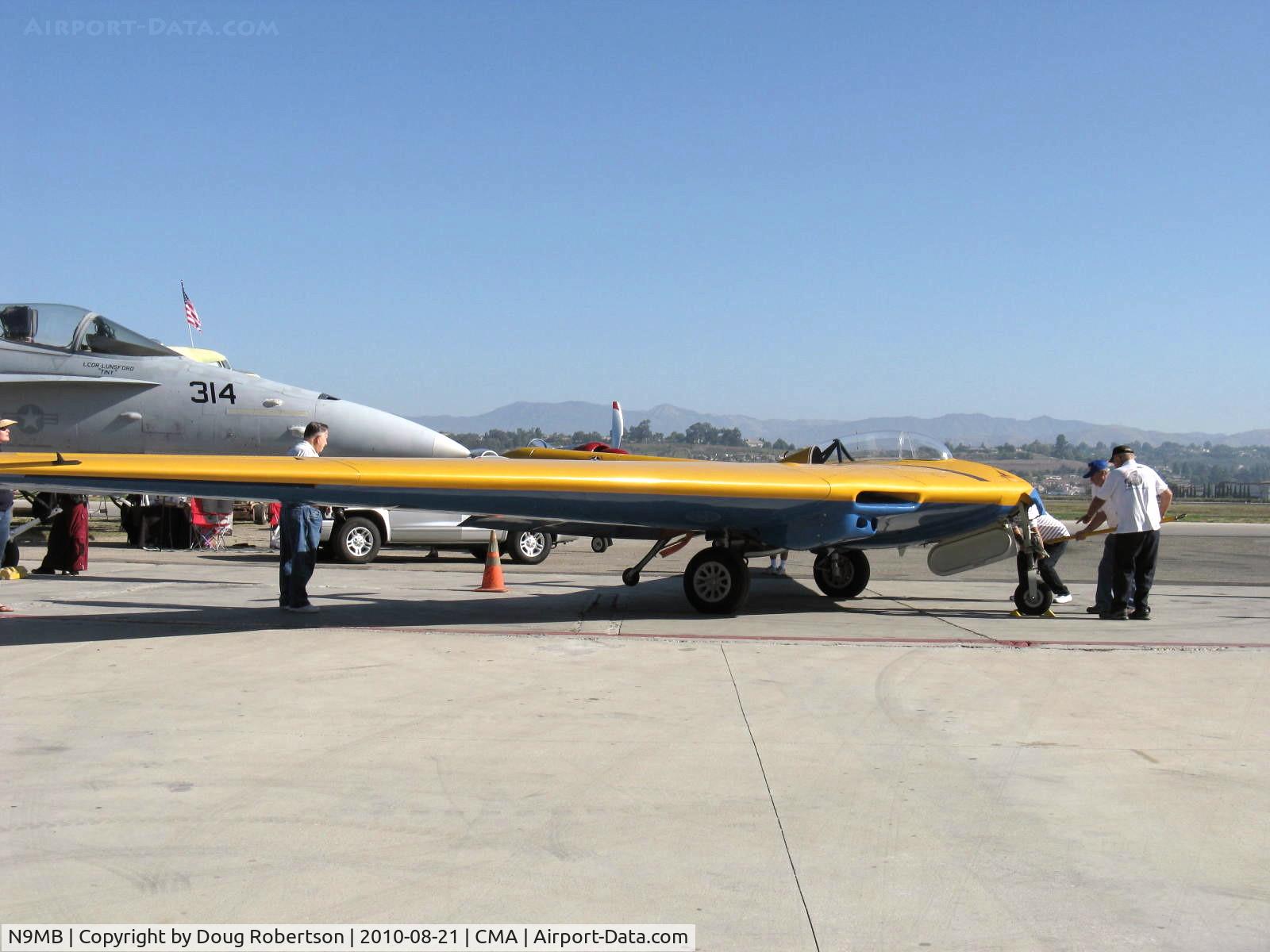 N9MB, 1945 Northrop N9M C/N 04, 1945 Northrop N-9M FLYING WING, two Franklin XO-540-7 pushers, 300 Hp each, NACA 65-019 airfoil, two seat tandem