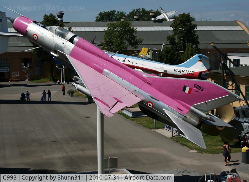 C993, 1966 Mikoyan-Gurevich MiG-21SPS C/N 94A4301, S/n 94A4301 - Ex. East German Air Force aircraft as '22+25'... Coloured in Indian Air Force c/s and preserved inside Technik Speyer Museum...