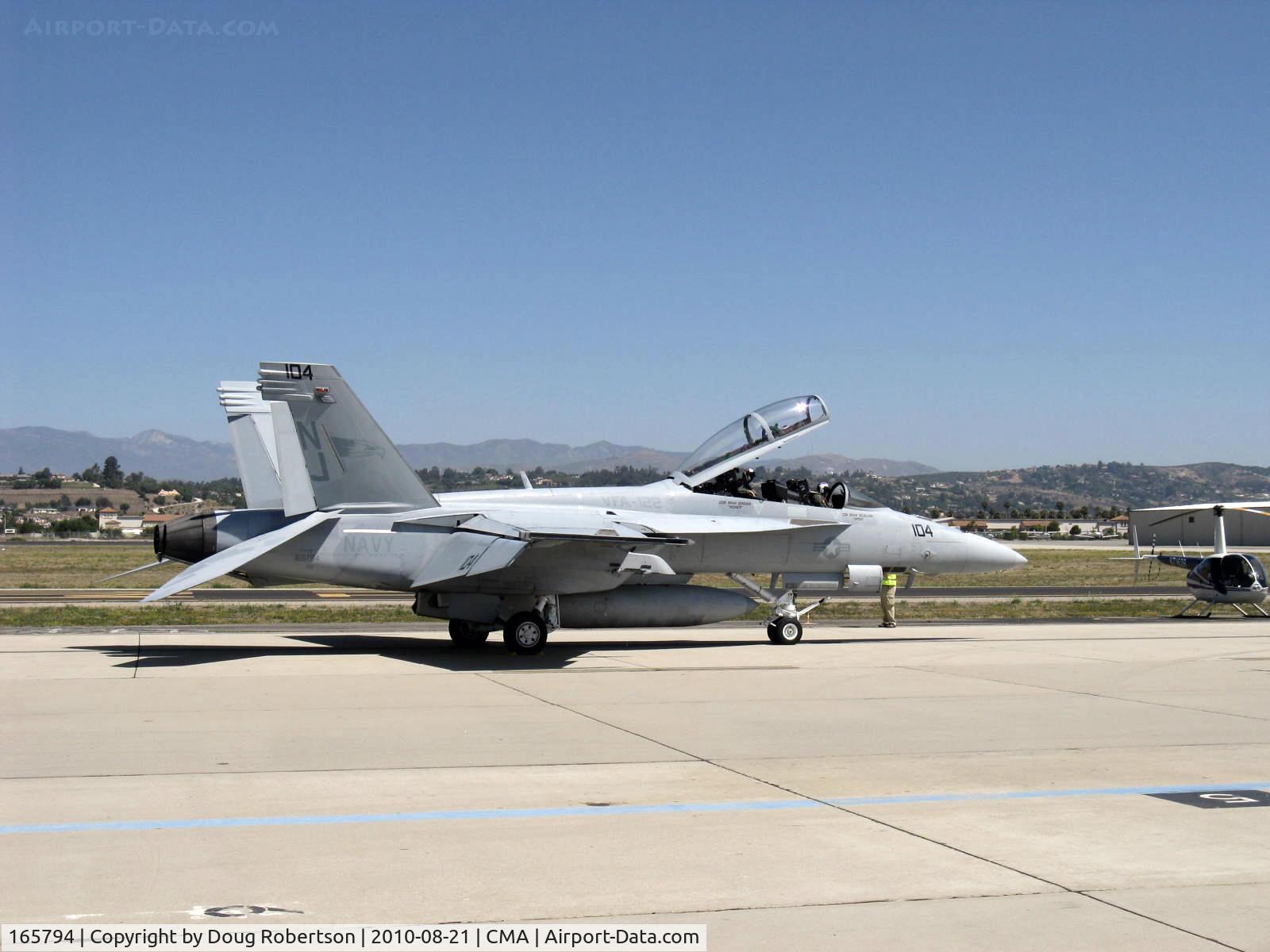 165794, Boeing F/A-18F Super Hornet C/N 1521/F020, Boeing F/A-18F SUPER HORNET, two General Electric F414-GE-400 Turbofans, 14,000 lbf each, 22,000 lbf each with afterburners, runup checks
