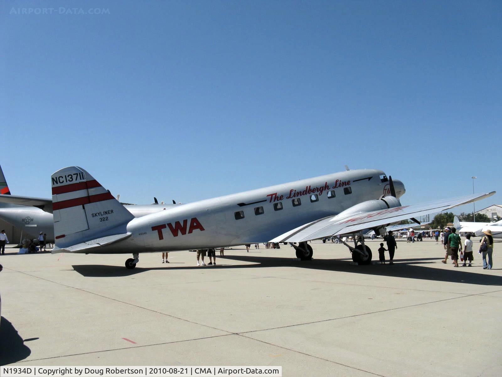 N1934D, 1935 Douglas DC-2-118B C/N 1368, 1935 Douglas DC-2 SKYLINER in TWA livery, two Wright Cyclone 9 R-1820G2-3&5 760 Hp each