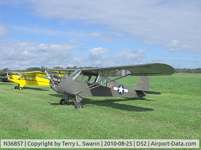 N36857, 1941 Aeronca 65-TAC C/N L1821TA, Parked in the grass with friends, at Geneseo.