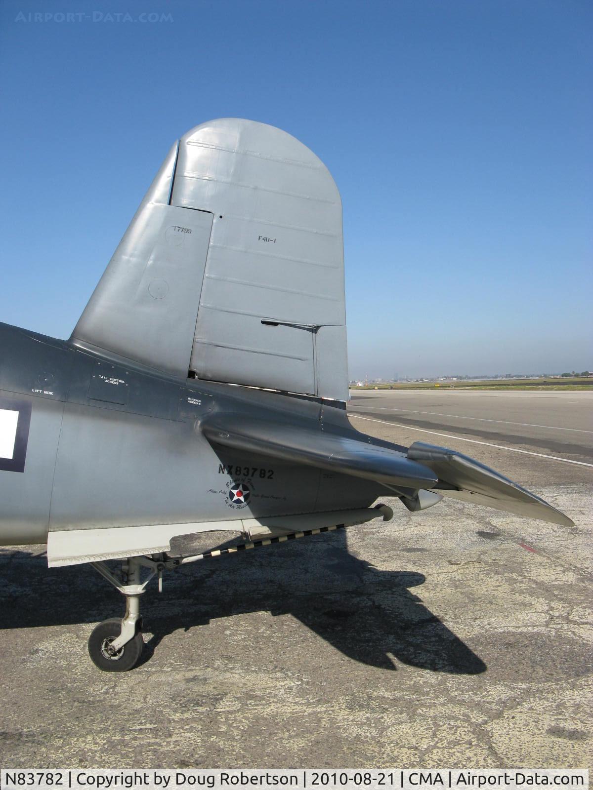 N83782, 1942 Vought F4U-1 Corsair C/N 3884 (Bu 17799), 1942 Chance-Vought Maloney F4U-1A CORSAIR, P&W R-2800 Double Wasp 2,450 Hp, tail