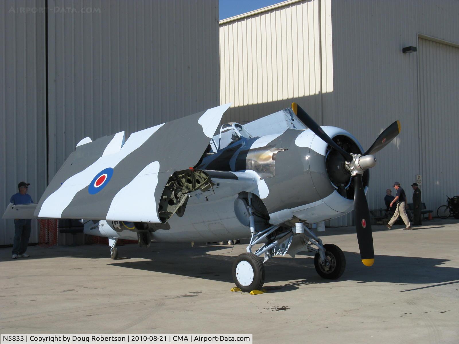 N5833, 1945 General Motors (Grumman) FM-2 Wildcat C/N 5833, 1986 Nichols Eastern Aircraft Div. of General Motors FM-2 WILDCAT, Wright Cyclone R-1820-56 1,350 Hp radial