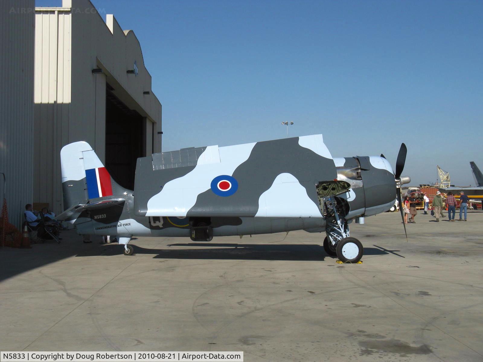 N5833, 1945 General Motors (Grumman) FM-2 Wildcat C/N 5833, 1986 Nichols Eastern Aircraft Div. of General Motors FM-2 WILDCAT, Wright Cyclone R-1820-56 1,350 Hp