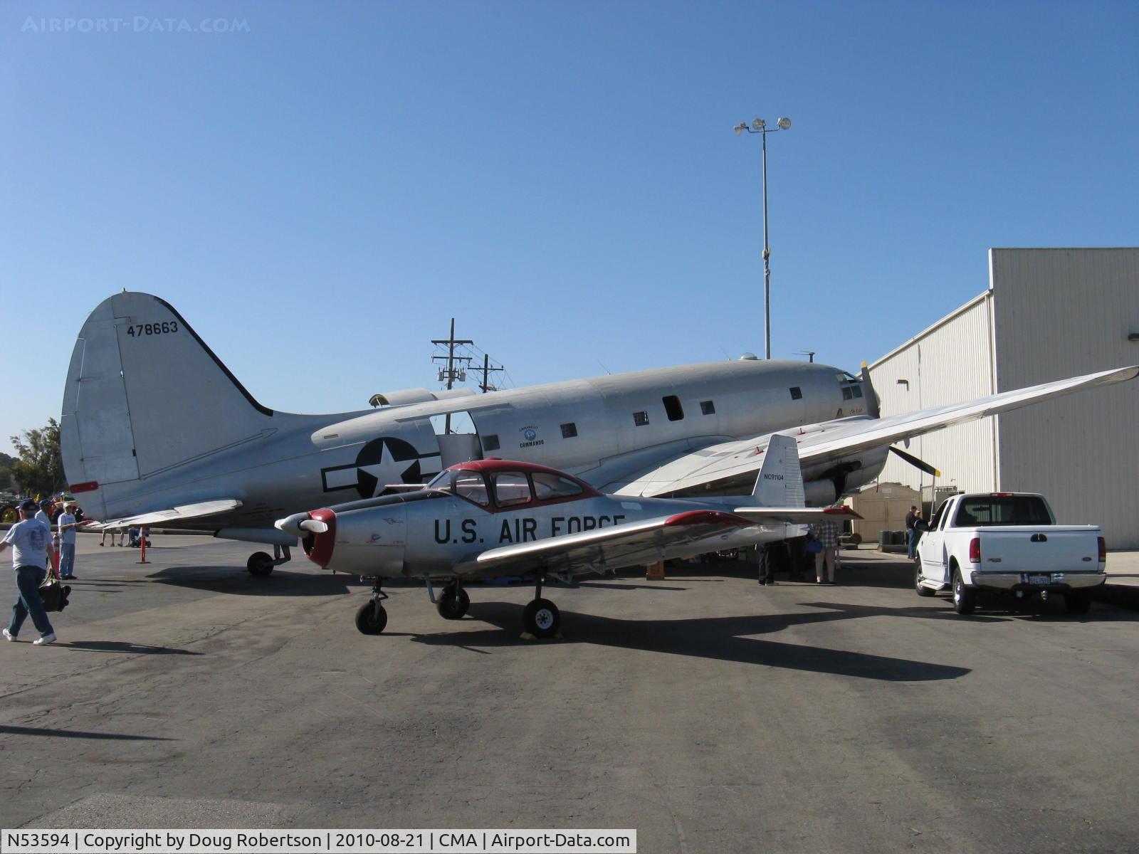 N53594, 1944 Curtiss C-46F Commando C/N 22486, 1944 Curtiss-Wright C-46F COMMANDO 'China Doll' ex 'Humpty-Dumpty', two P&W R-2800 Double Wasp 2,000 Hp each-signature aircraft of Commemorative Air Force Southern California Wing.