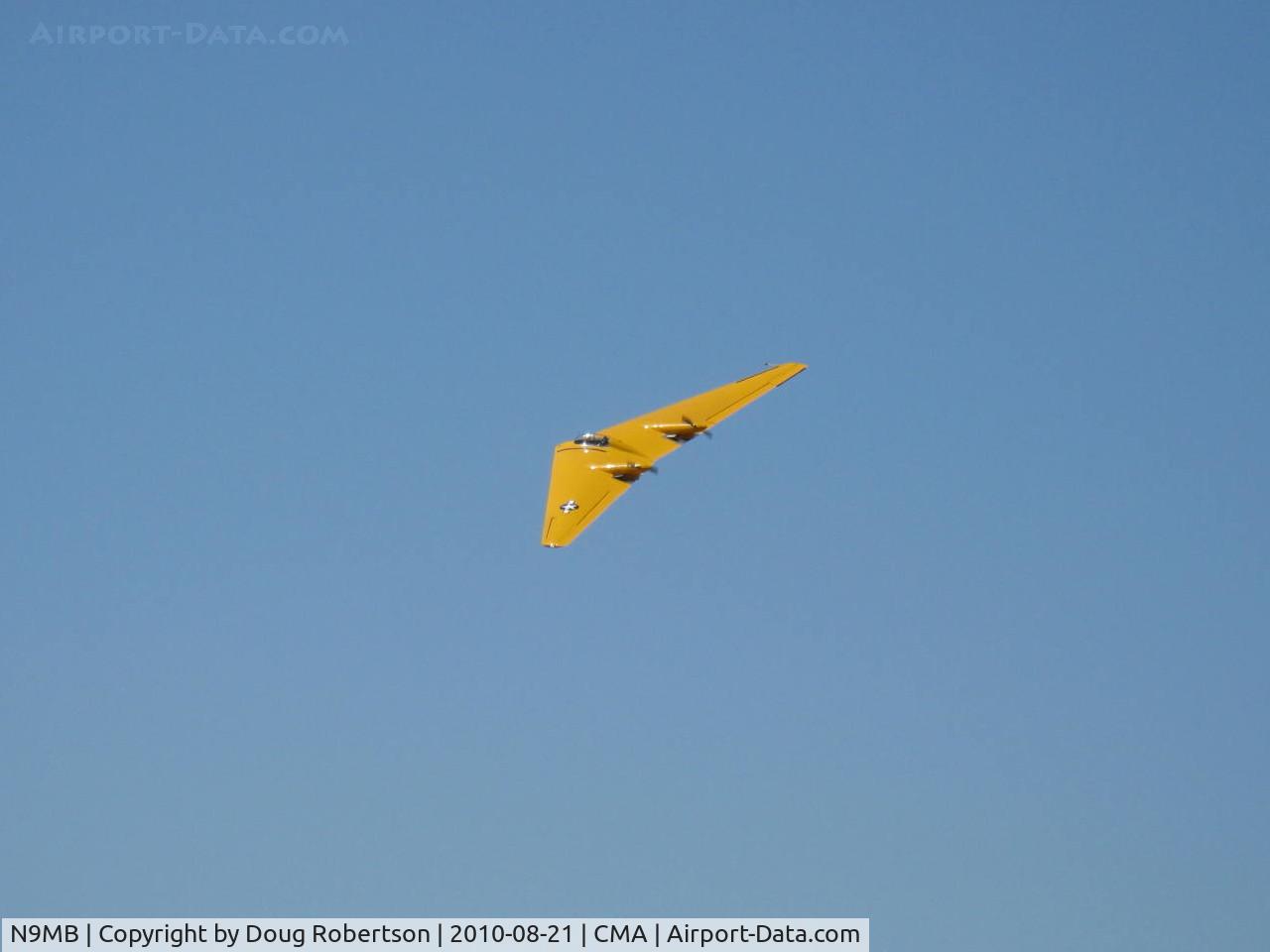 N9MB, 1945 Northrop N9M C/N 04, 1945 Northrop FLYING WING N9M prototype for long range bomber XB-35, Two Franklin XO-540-7 pusher engines 300 Hp each. NACA 65-019 airfoil, restored by Planes of Fame Air Museum Chino CNO. America's 1st stealth aircraft.