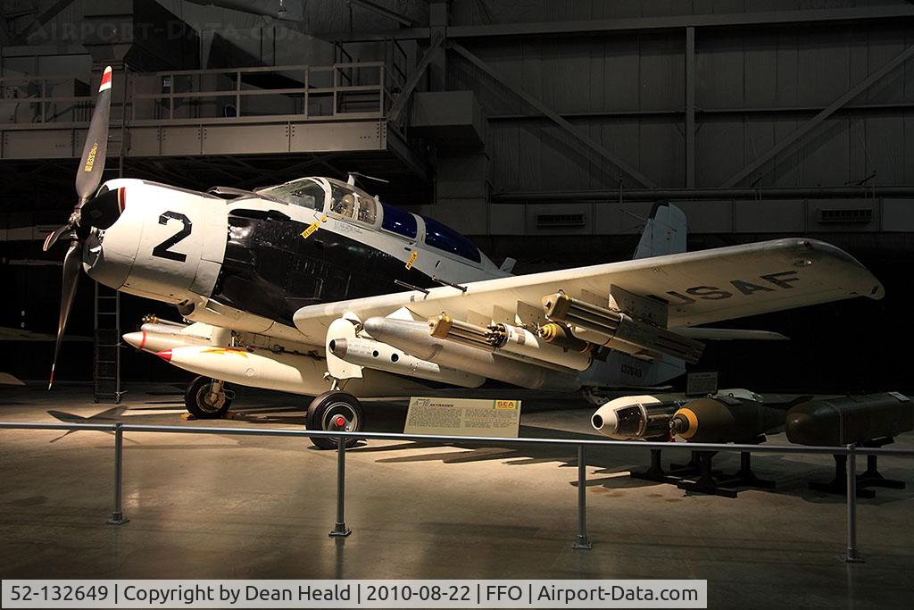 52-132649, 1952 Douglas A-1E Skyraider C/N 9506, Formerly with the US Navy, 132649 was transferred to the USAF as 52-132649. Used in rescue of downed airman March 10, 1966 at Special Forces camp at A Shau, for which Maj Bernard G. Fisher was awarded the Medal of Honor.
