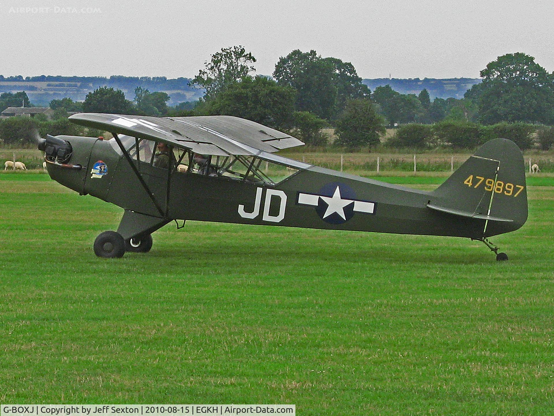 G-BOXJ, 1944 Piper L-4H Grasshopper (J3C-65D) C/N 12193, Taxiing out at Headcorn