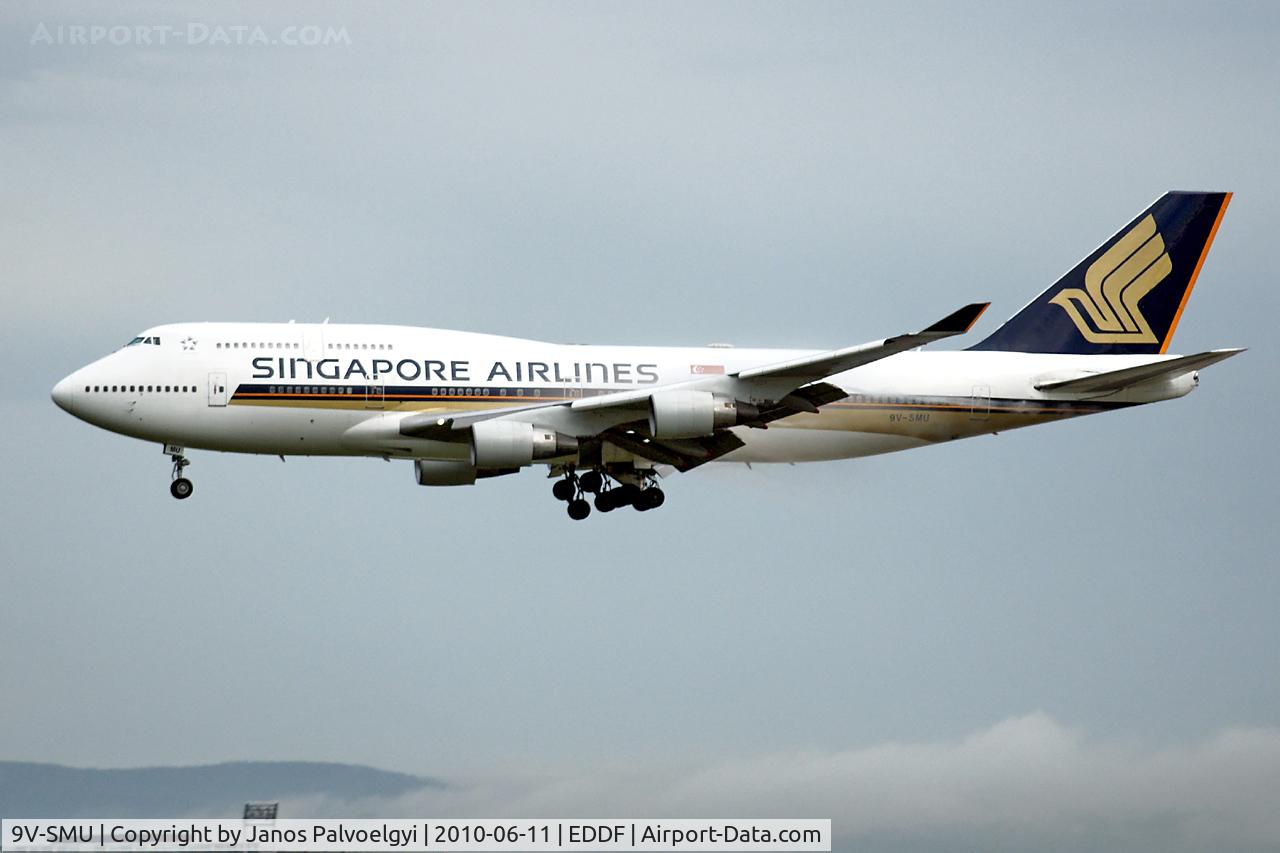 9V-SMU, 1993 Boeing 747-412 C/N 27068, Singapore Airlines Boeing B747-412 to approach on RWY25L inFRA/EDDF