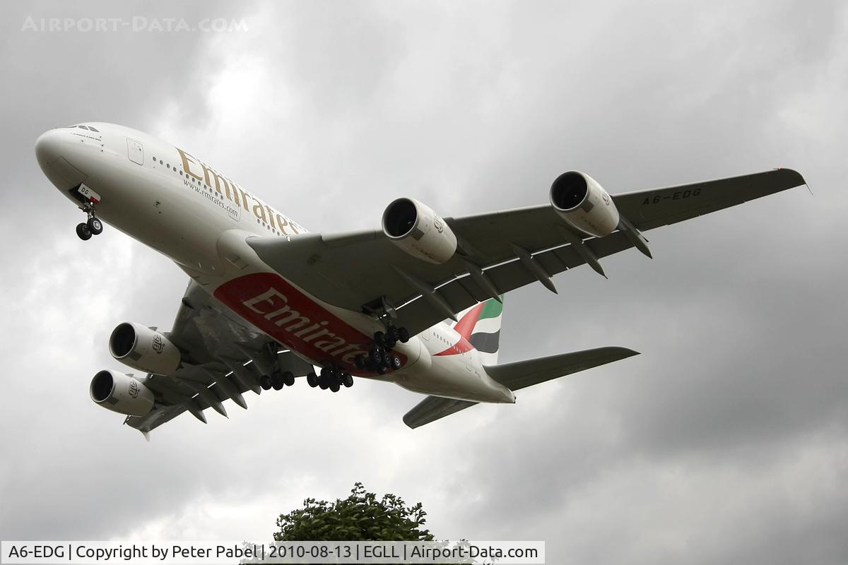 A6-EDG, 2009 Airbus A380-861 C/N 023, LHR Trip