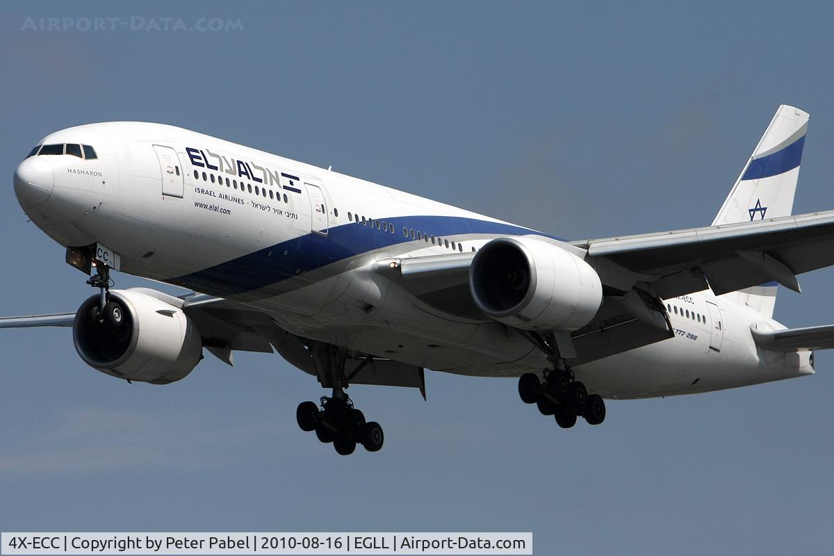4X-ECC, 2001 Boeing 777-258/ER C/N 30833, LHR Trip