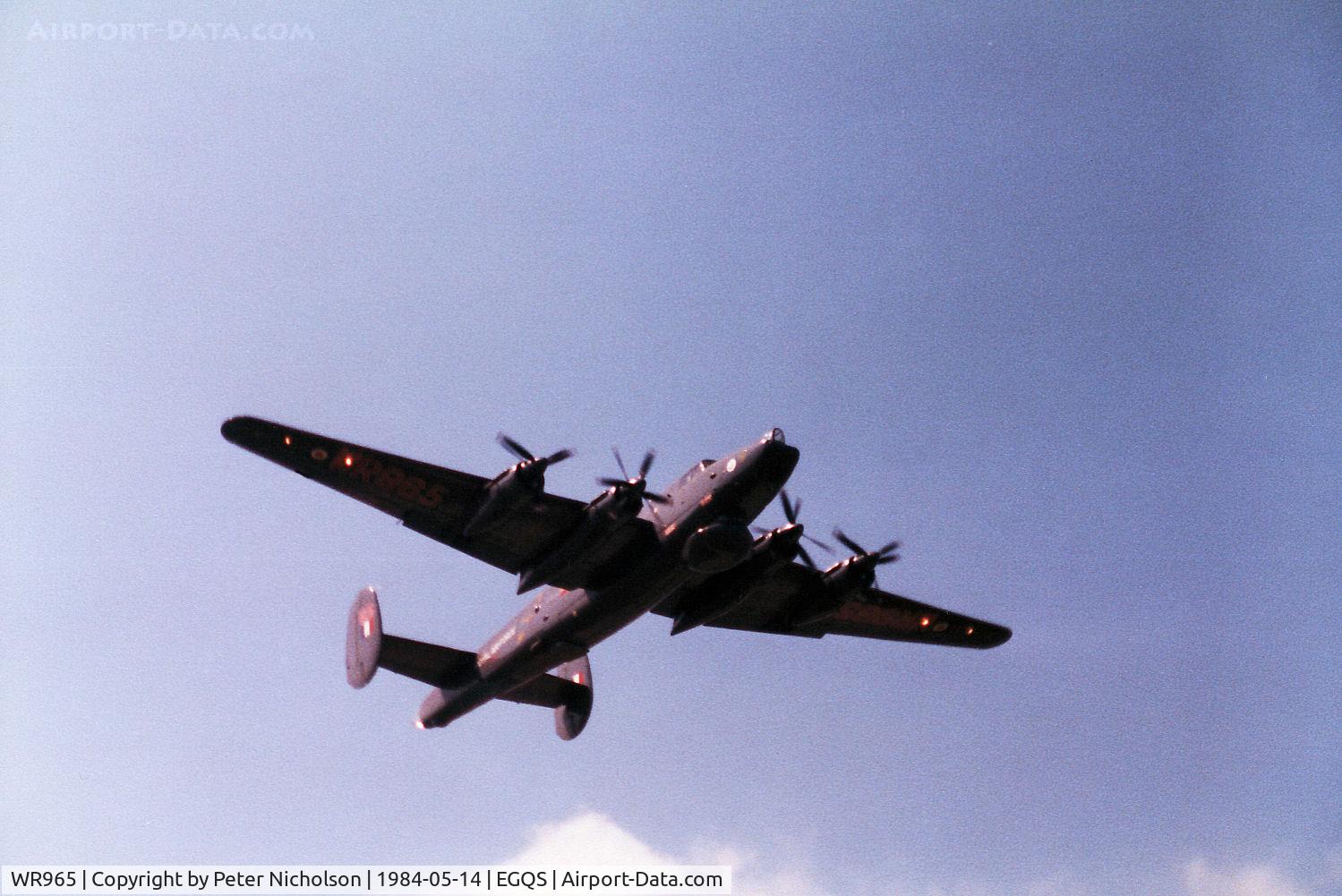 WR965, 1954 Avro 716 Shackleton AEW.2 C/N Not found WR965, Shackleton AEW.2 of 8 Squadron over-flying RAF Lossiemouth in May 1984.