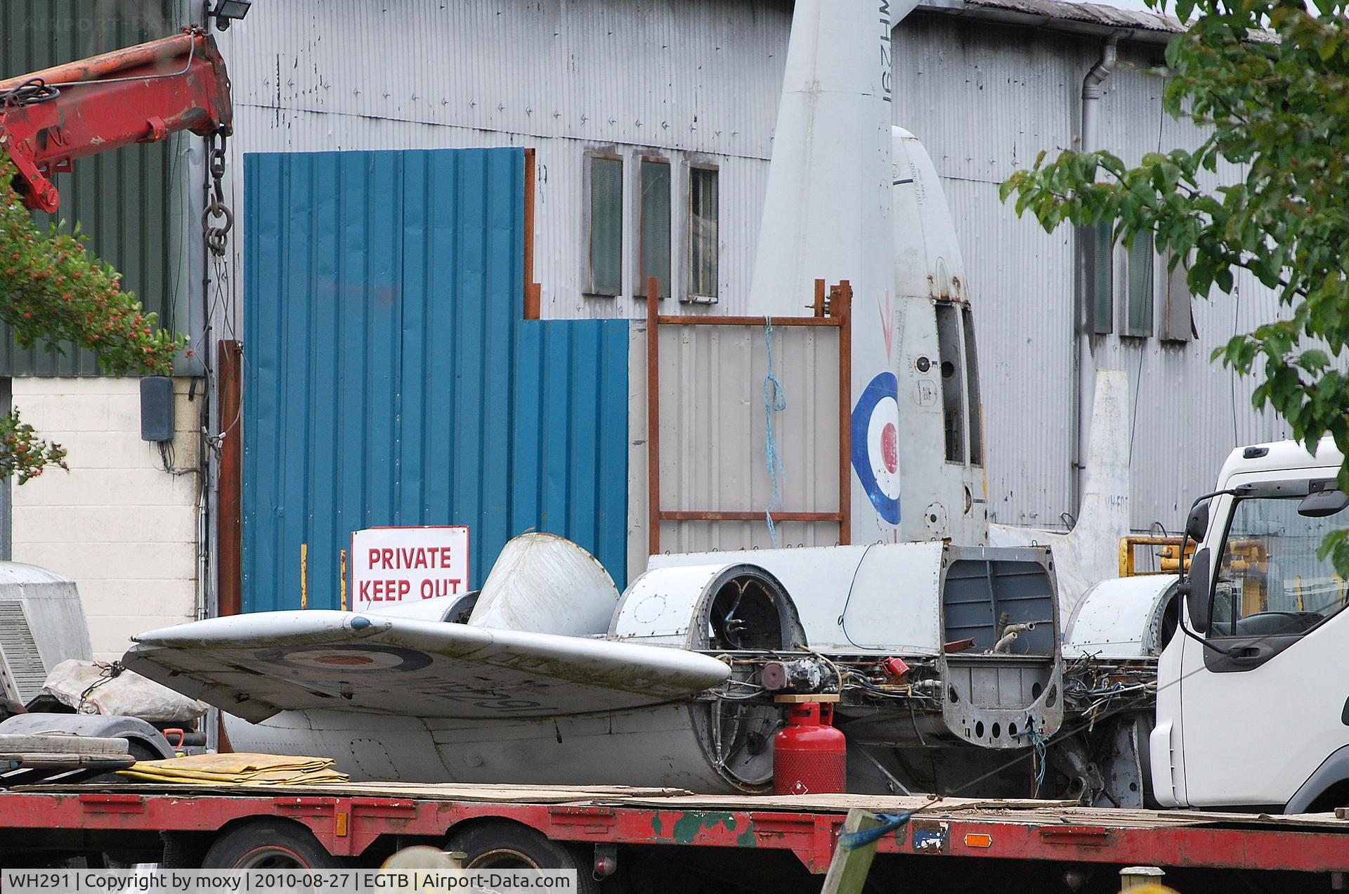 WH291, Gloster Meteor F.8 C/N Not found WH291, Dismantled Meteor F.8 ex SWAAPS Lasham with dismantled Drover G-APXX also ex Lasham behind, at Parkhouse Aviation, Wycombe Air Park.