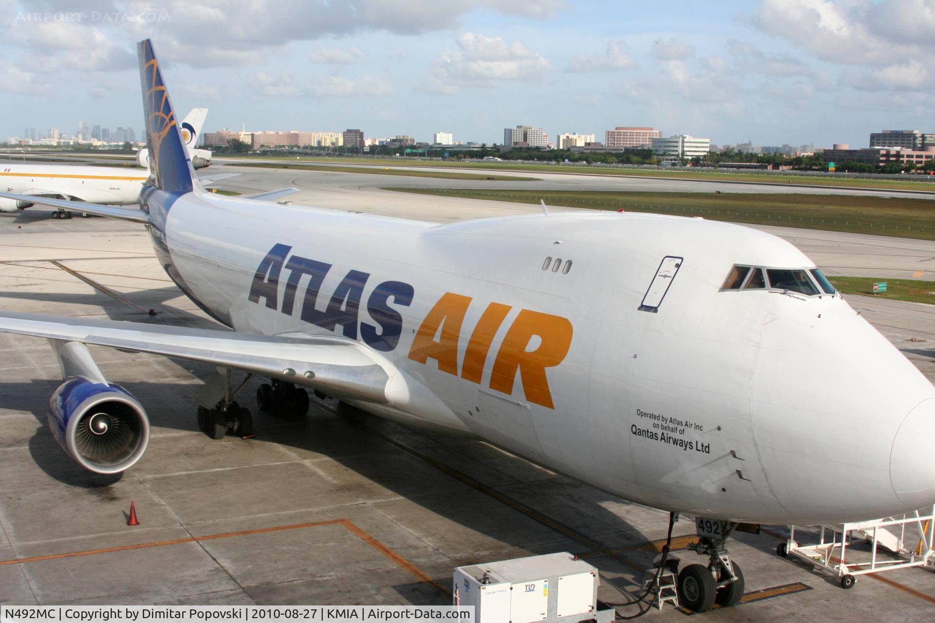 N492MC, 1998 Boeing 747-47UF C/N 29253, parked at MIA