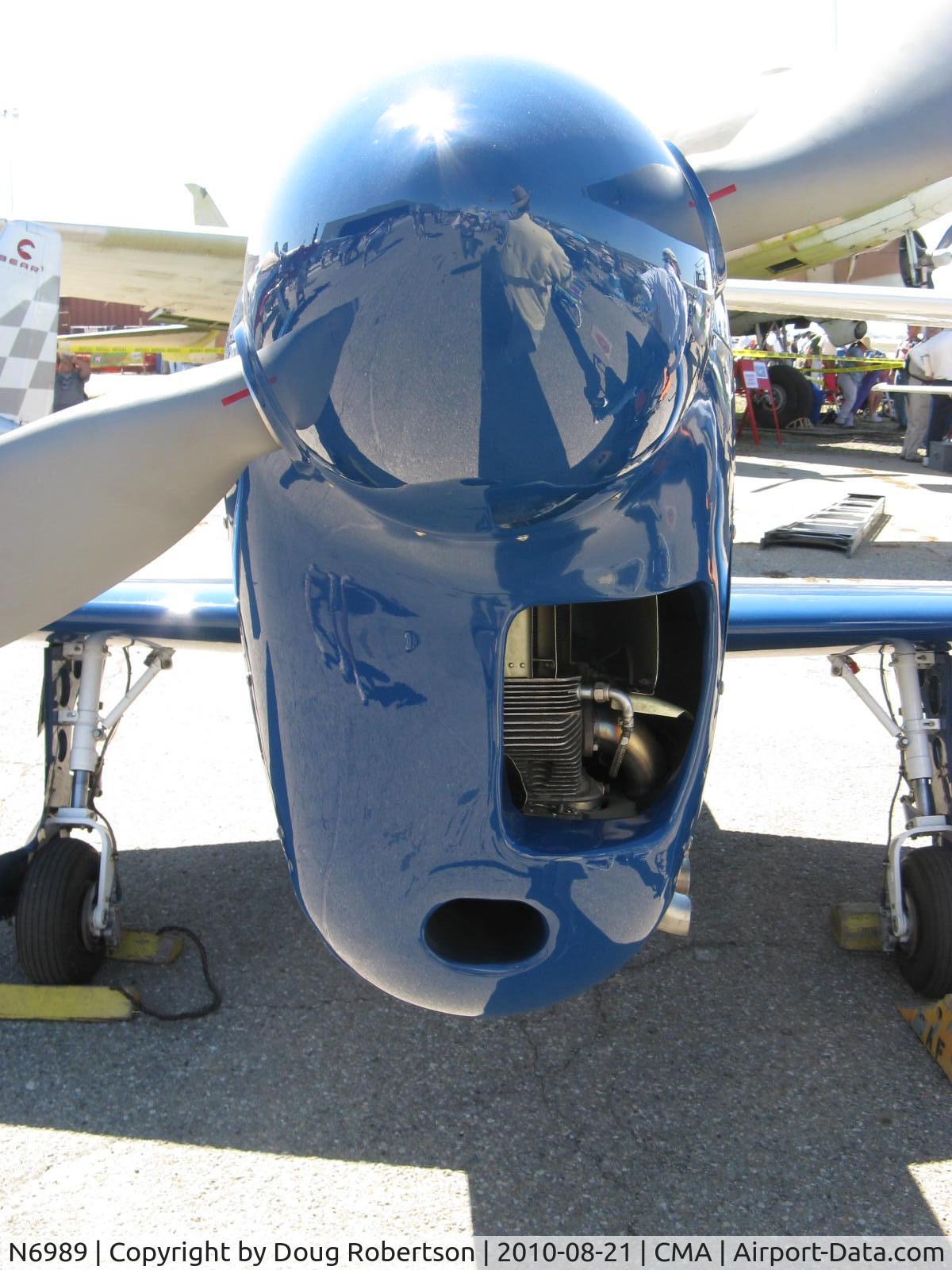 N6989, Caudron C.460 Rafale Replica C/N 100, 2008 Lightsey Societe des avions Caudron C.460 RAFALE (Squall) racer replica, LOM 260 Hp inverted in-line engine, (1934 original C.460 had Renault 456 of 300 Hp). STAR GLOSS blue wet-look covering system.