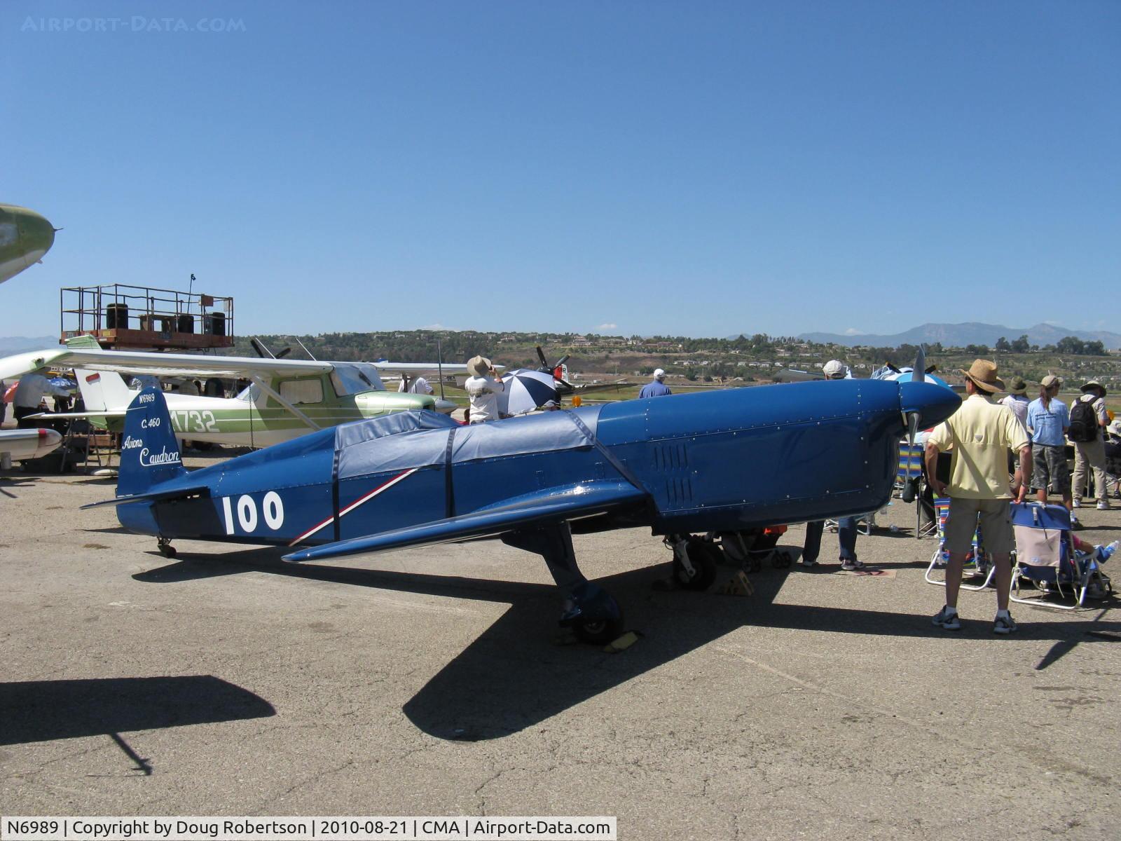 N6989, Caudron C.460 Rafale Replica C/N 100, 2008 Lightsey Societe des avions Caudron C.460 RAFALE (Squall) racer replica. LOM 260 Hp, Orig. set absolute World landplane speed record 1934-12-25 of 314.188 mph with Renault 456 300 Hp inverted in-line engine. Only 3 original C.460s built. 