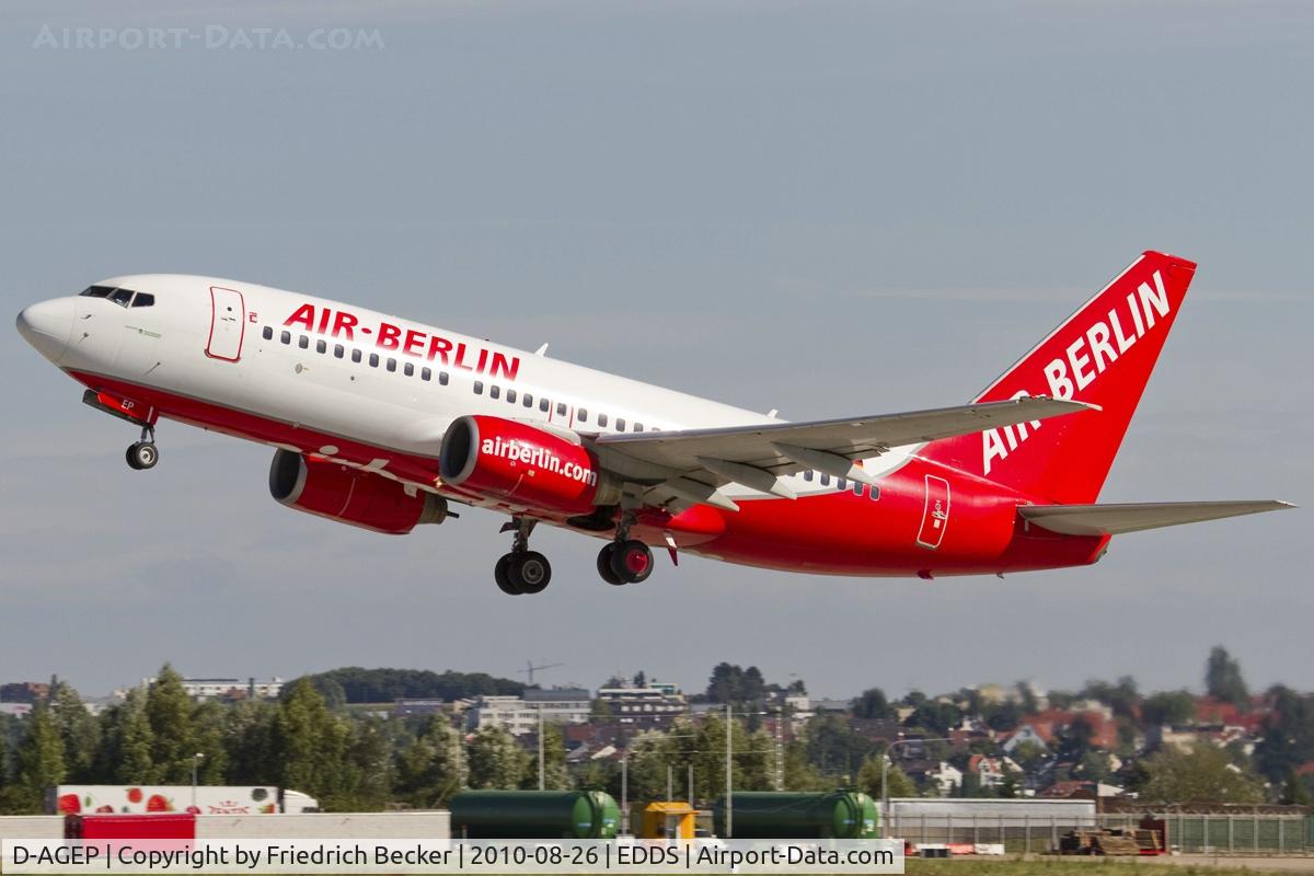 D-AGEP, 1998 Boeing 737-75B C/N 28102, departing via RW25