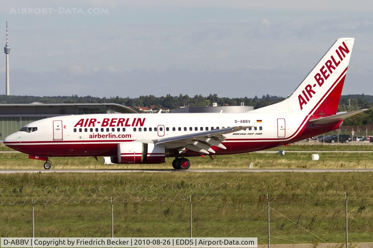 D-ABBV, 2001 Boeing 737-7Q8 C/N 30629, decelerating after touchdown