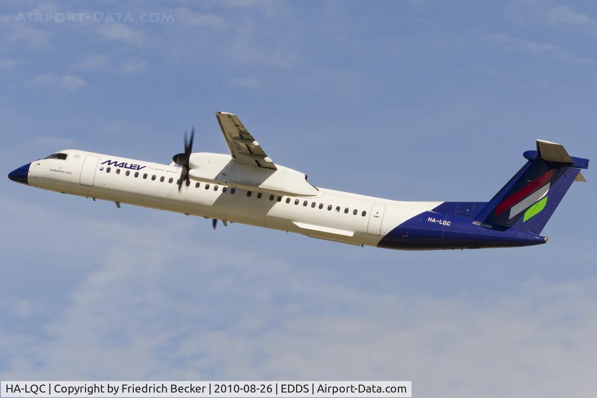 HA-LQC, 2002 De Havilland Canada DHC-8-402Q Dash 8 C/N 4062, departing via RW25
