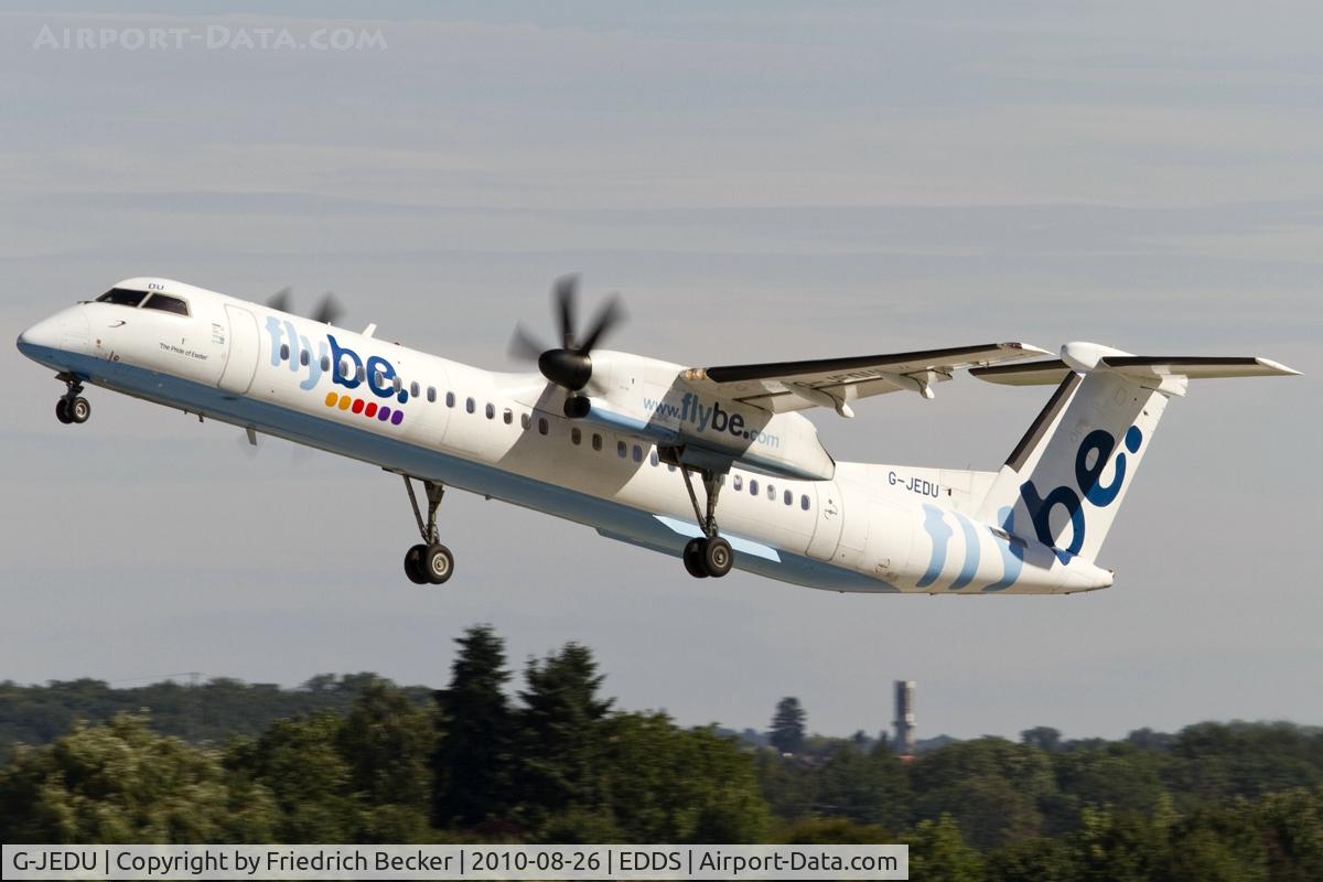 G-JEDU, 2004 De Havilland Canada DHC-8-402Q Dash 8 C/N 4089, departing via RW25