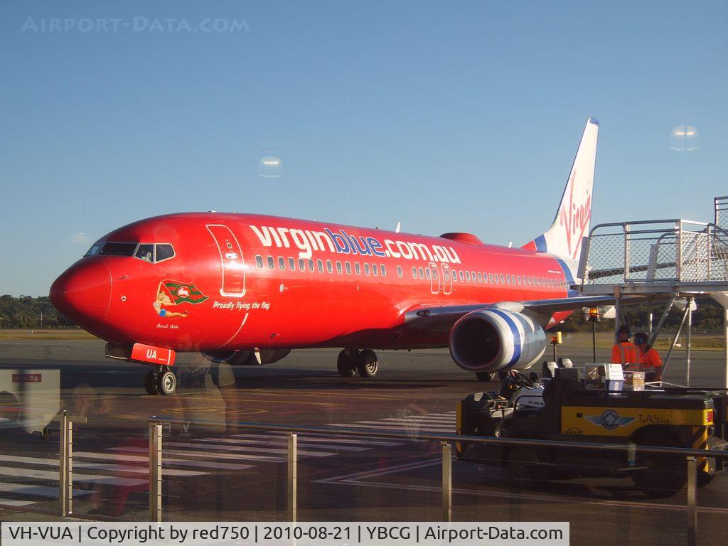 VH-VUA, 2004 Boeing 737-8FE C/N 33997, This Virgin Blue Boeing 737-800 had just arrived at Coolangatta (Gold Coast) airport to operate the service on which I was returning to Melbourne.